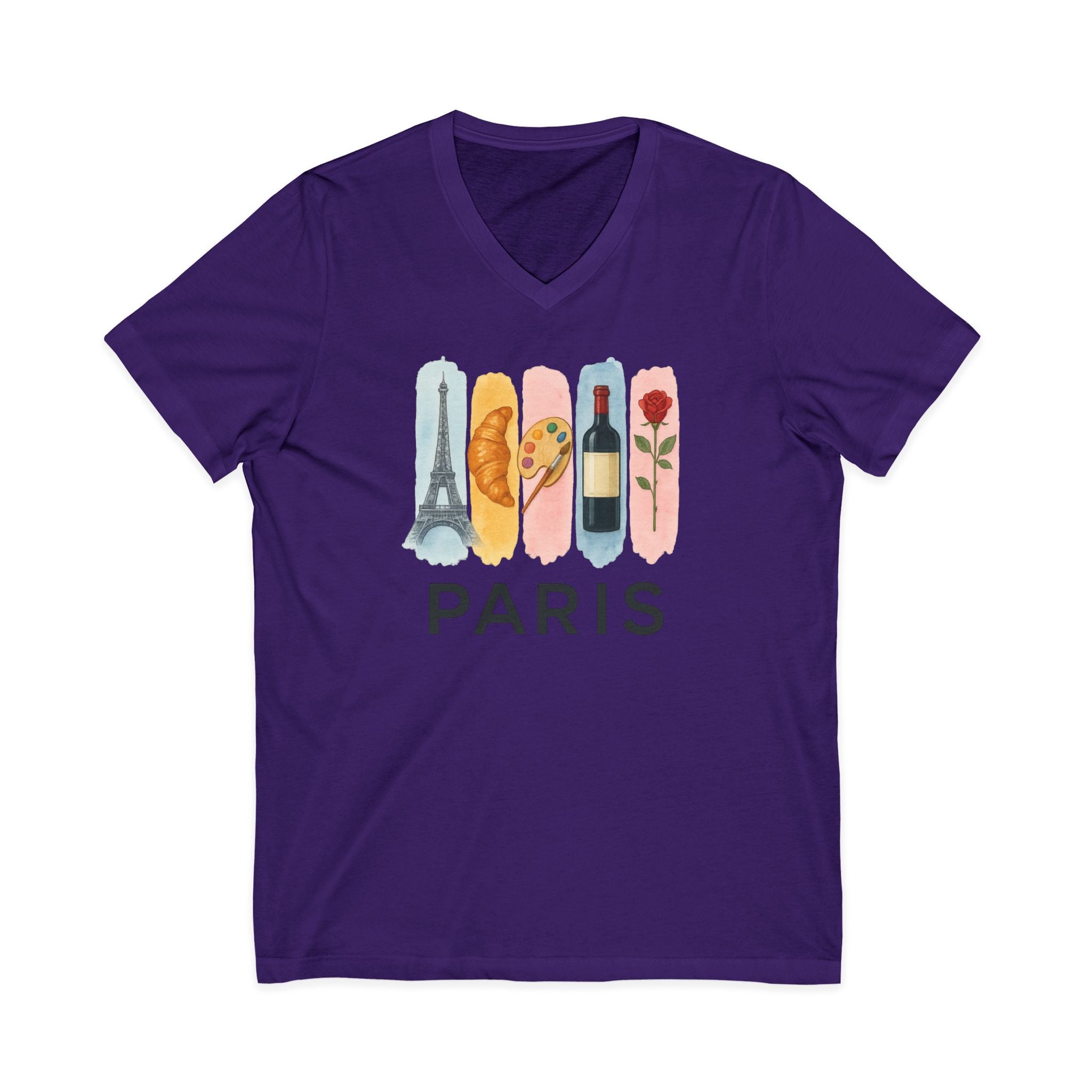 Paris Brushstroke Watercolor V-Neck Shirt