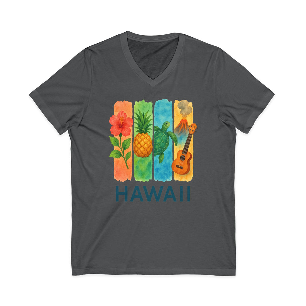 Hawaii Brushstroke Watercolor V-Neck Shirt
