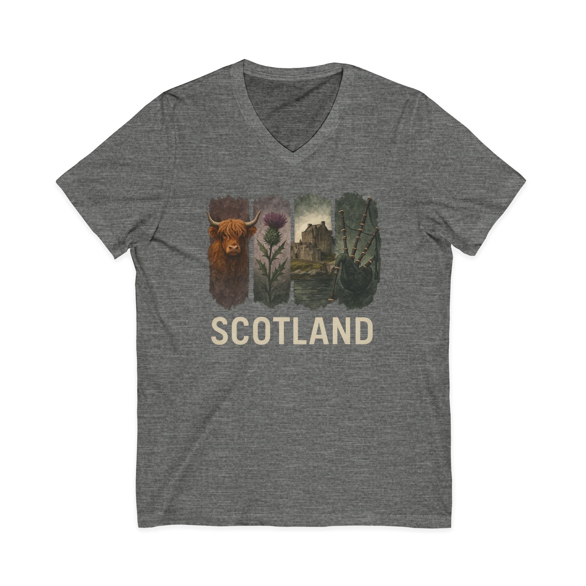 Scotland Brushstroke Watercolor V-Neck Shirt