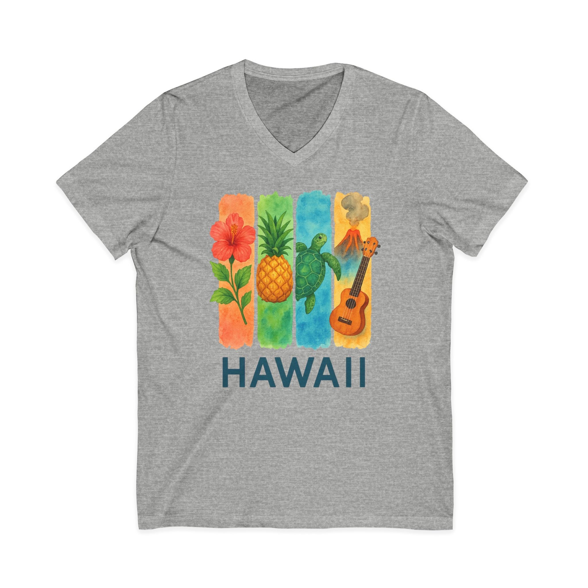 Hawaii Brushstroke Watercolor V-Neck Shirt