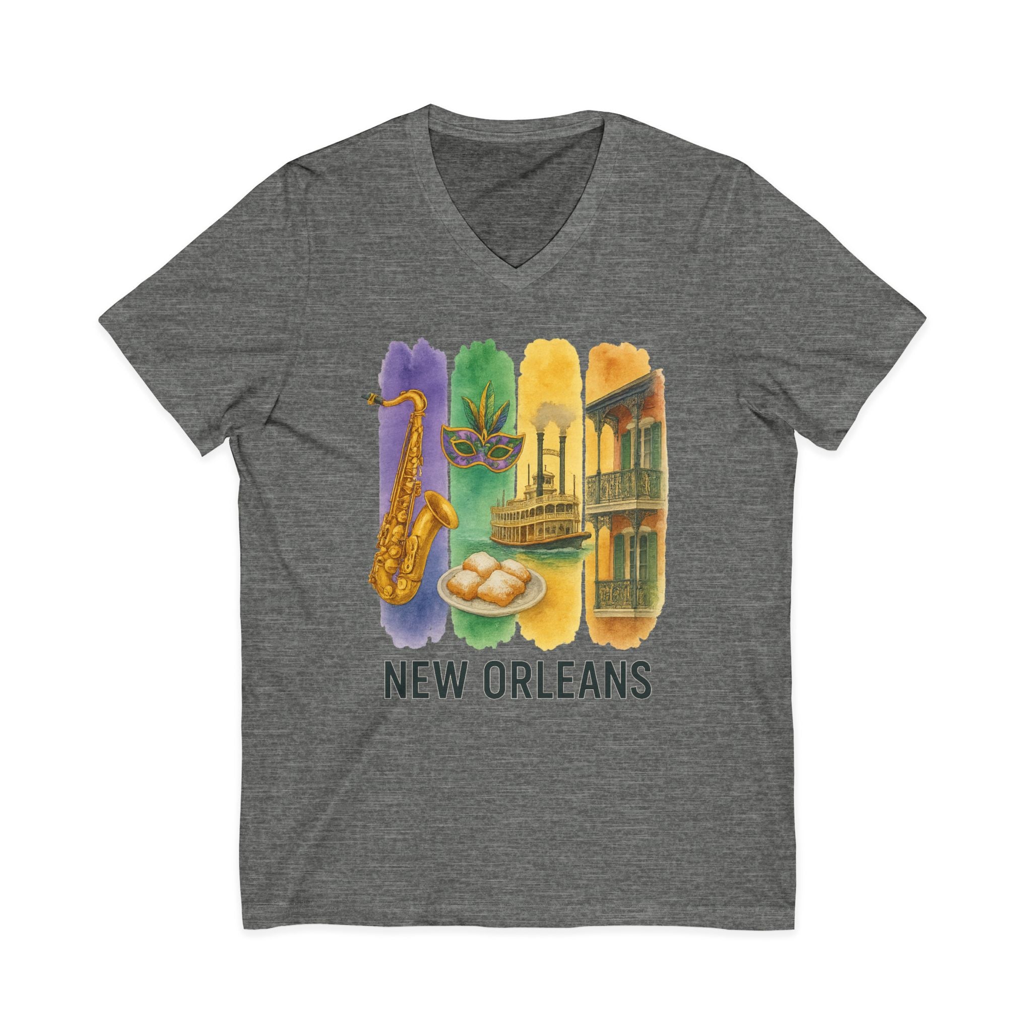 New Orleans Brushstroke Watercolor V-Neck Shirt
