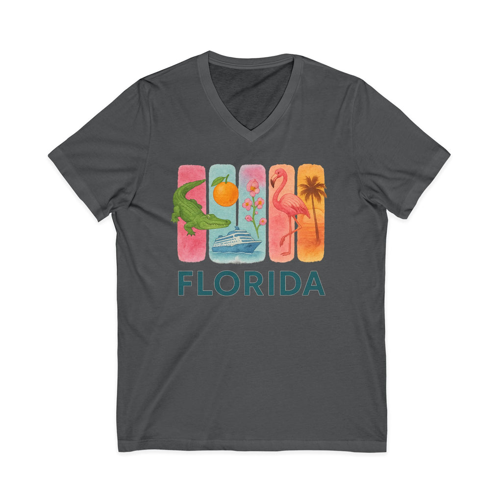 Florida Brushstroke Watercolor V-Neck Shirt