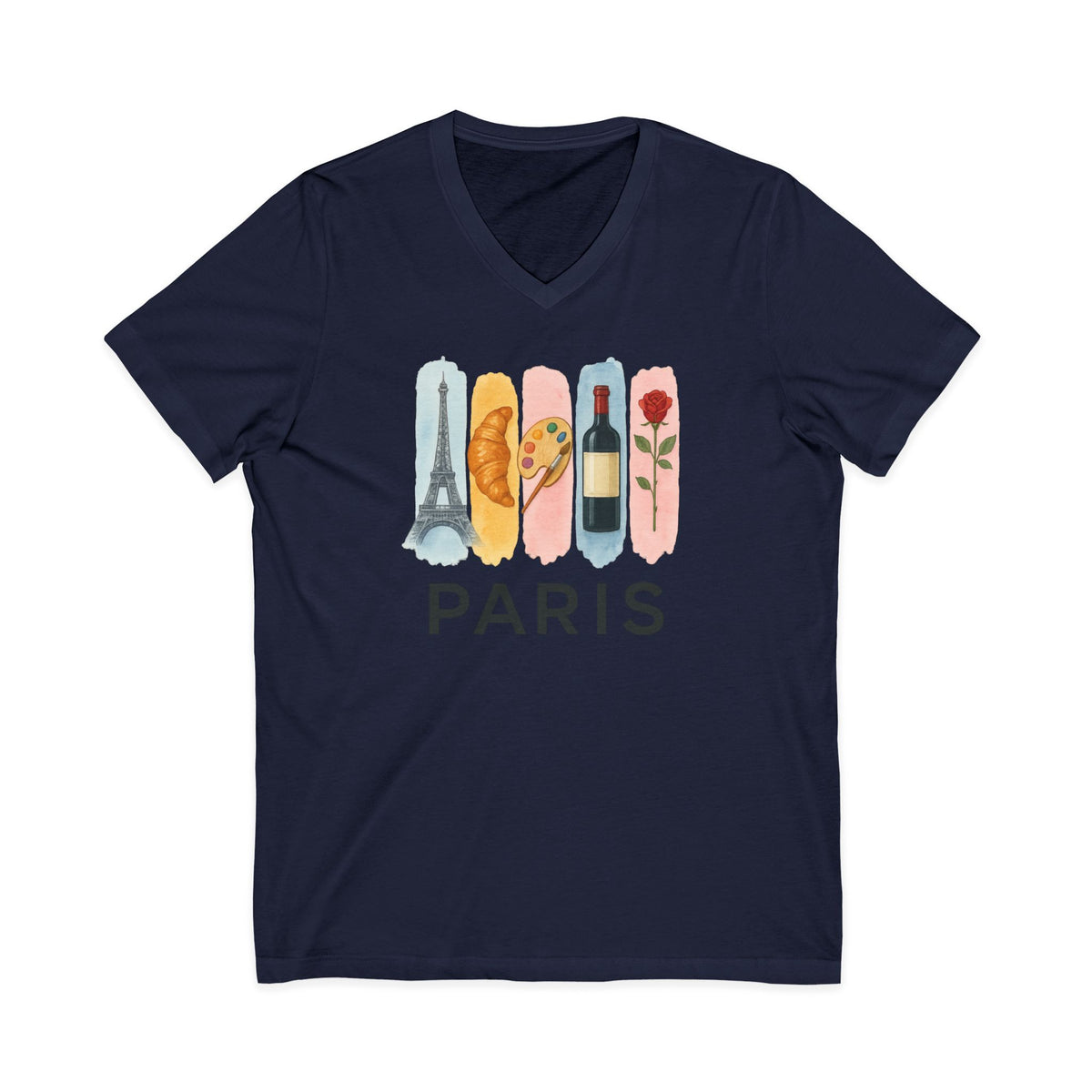 Paris Brushstroke Watercolor V-Neck Shirt