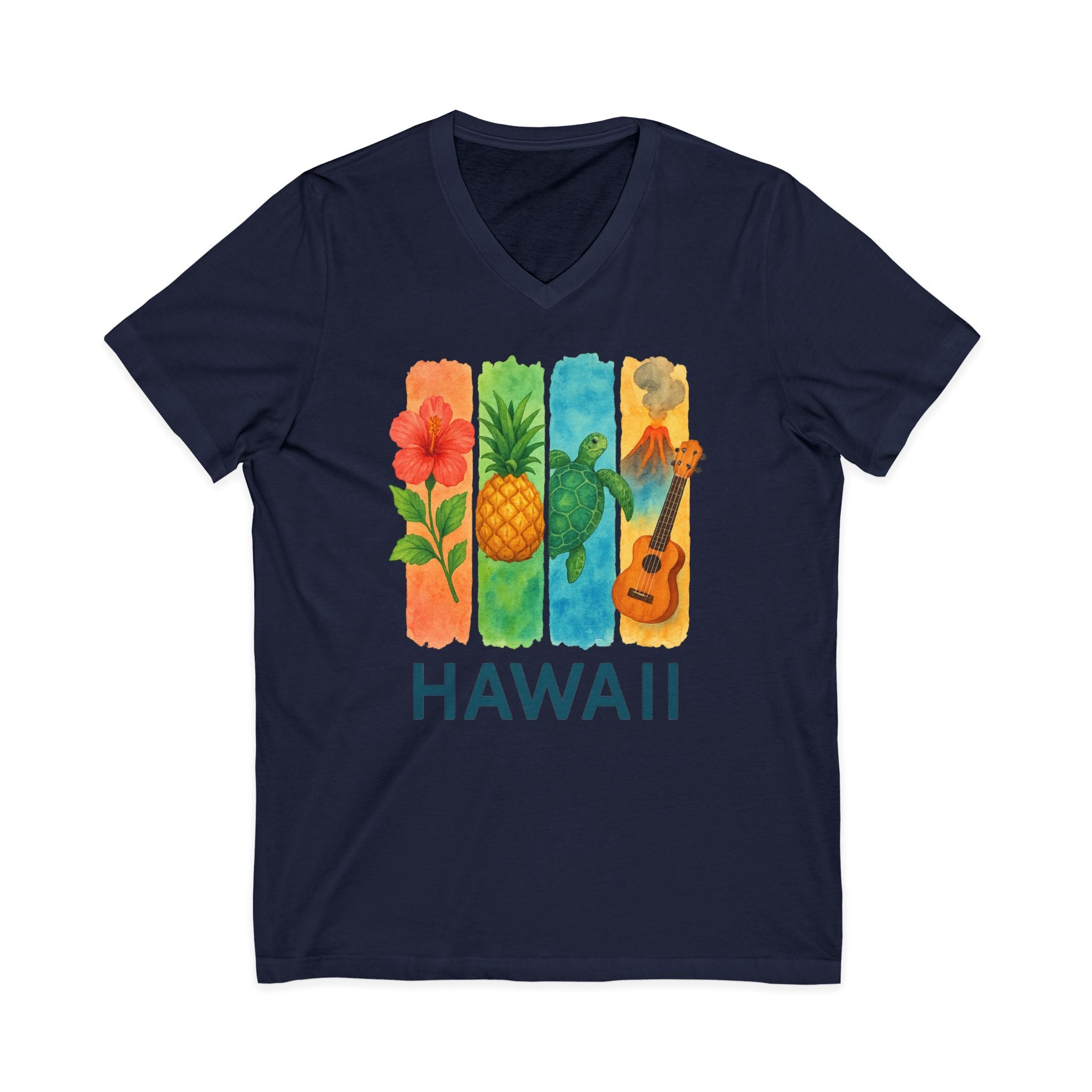 Hawaii Brushstroke Watercolor V-Neck Shirt