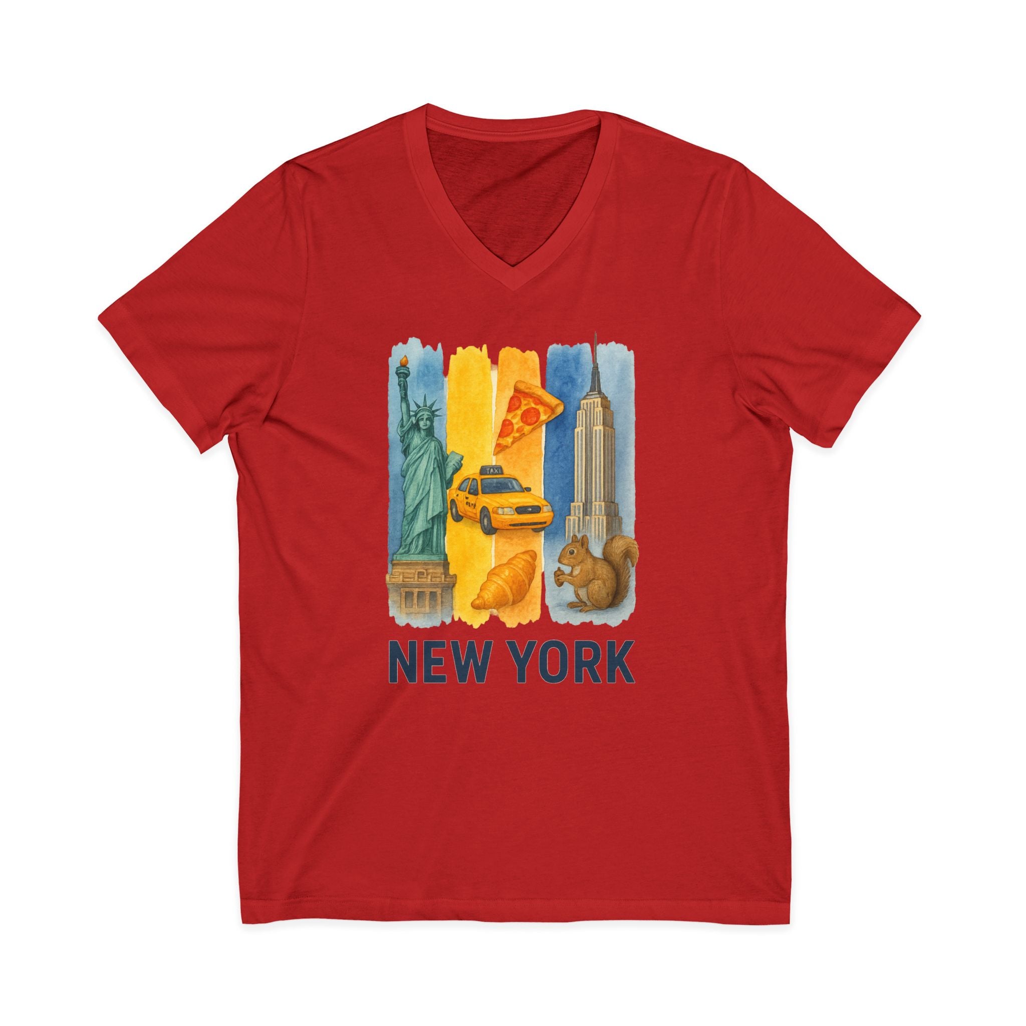 New York Brushstroke Watercolor V-Neck Shirt