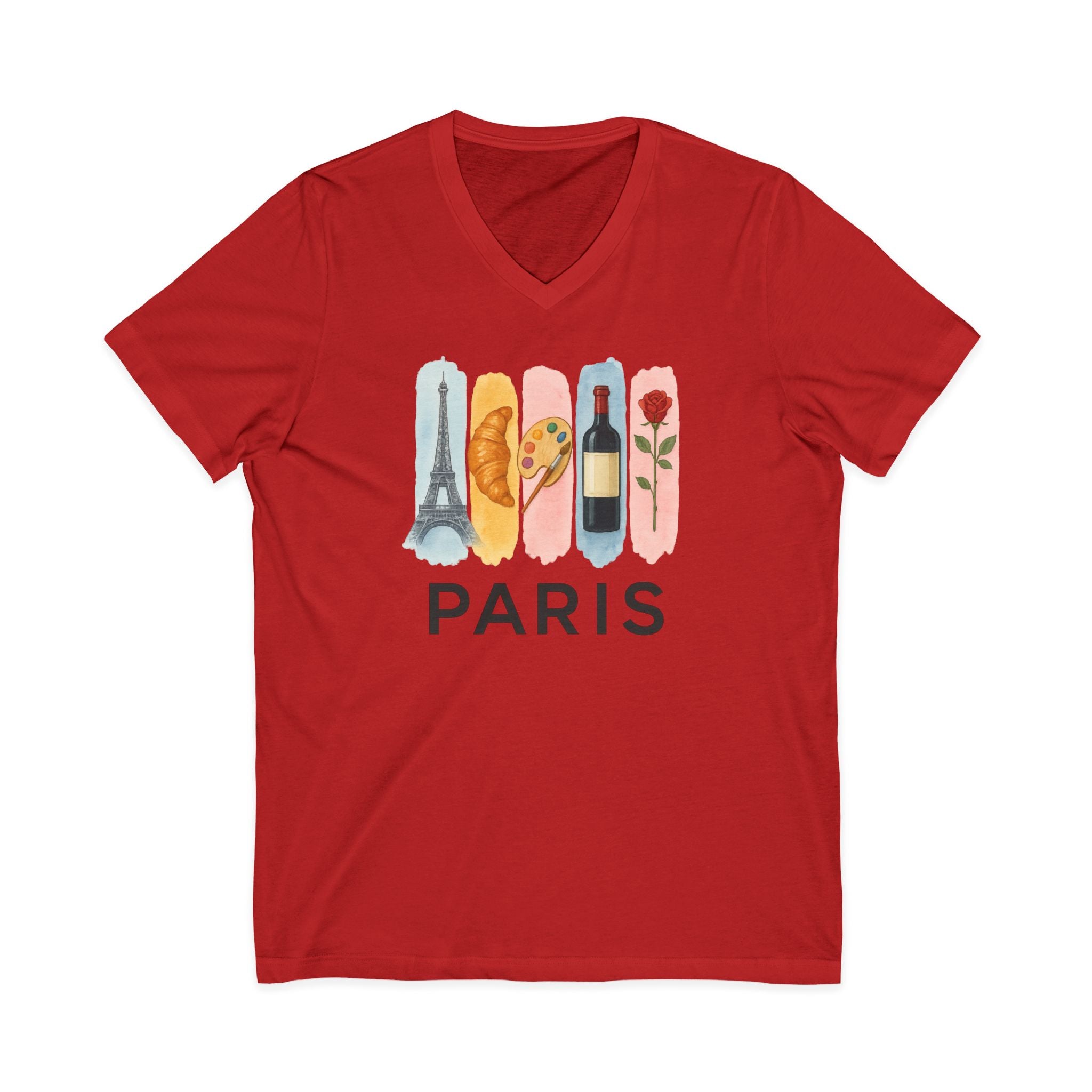 Paris Brushstroke Watercolor V-Neck Shirt