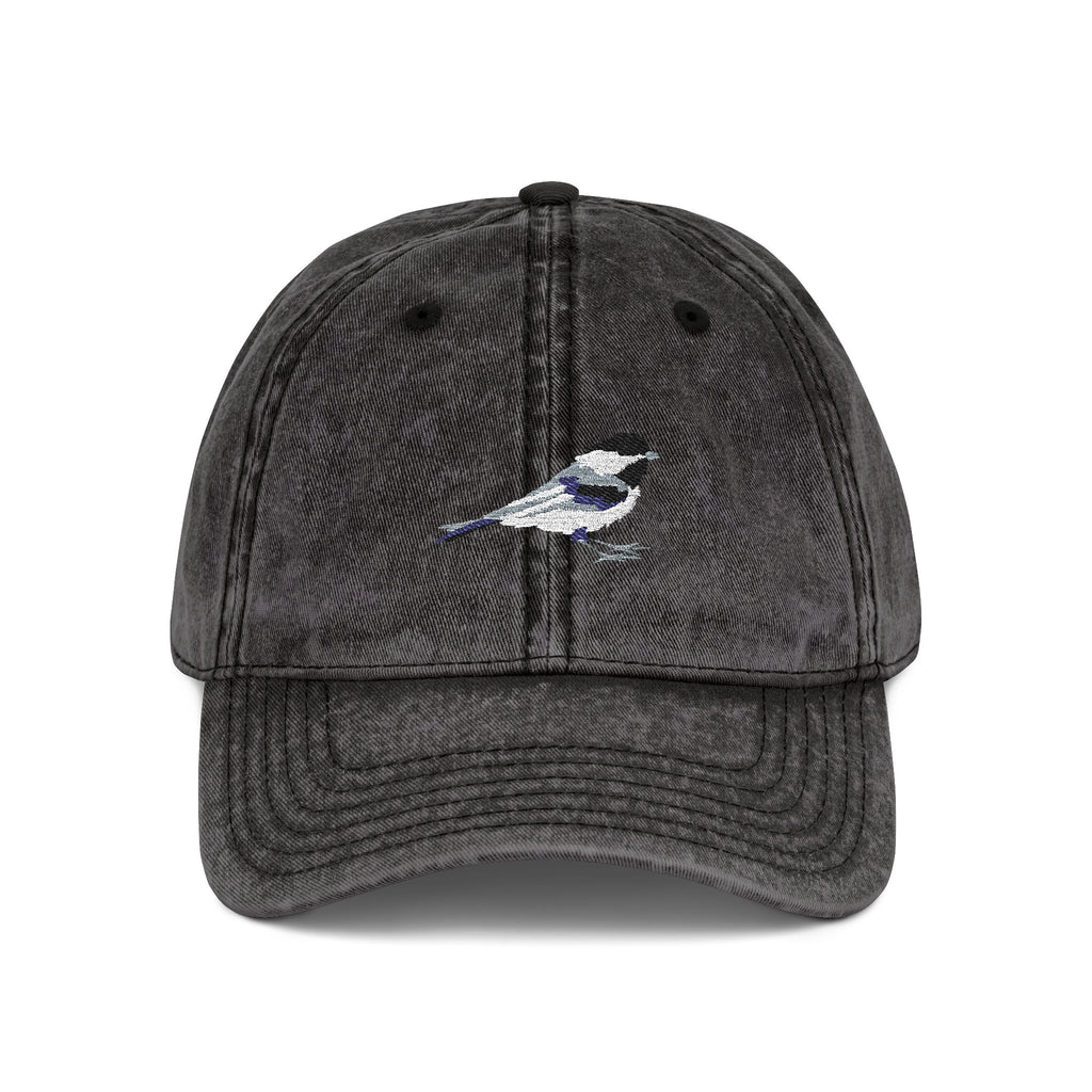 Massachusetts Black-Capped Chickadee State Bird | Vintage Distressed Embroidered Baseball Cap