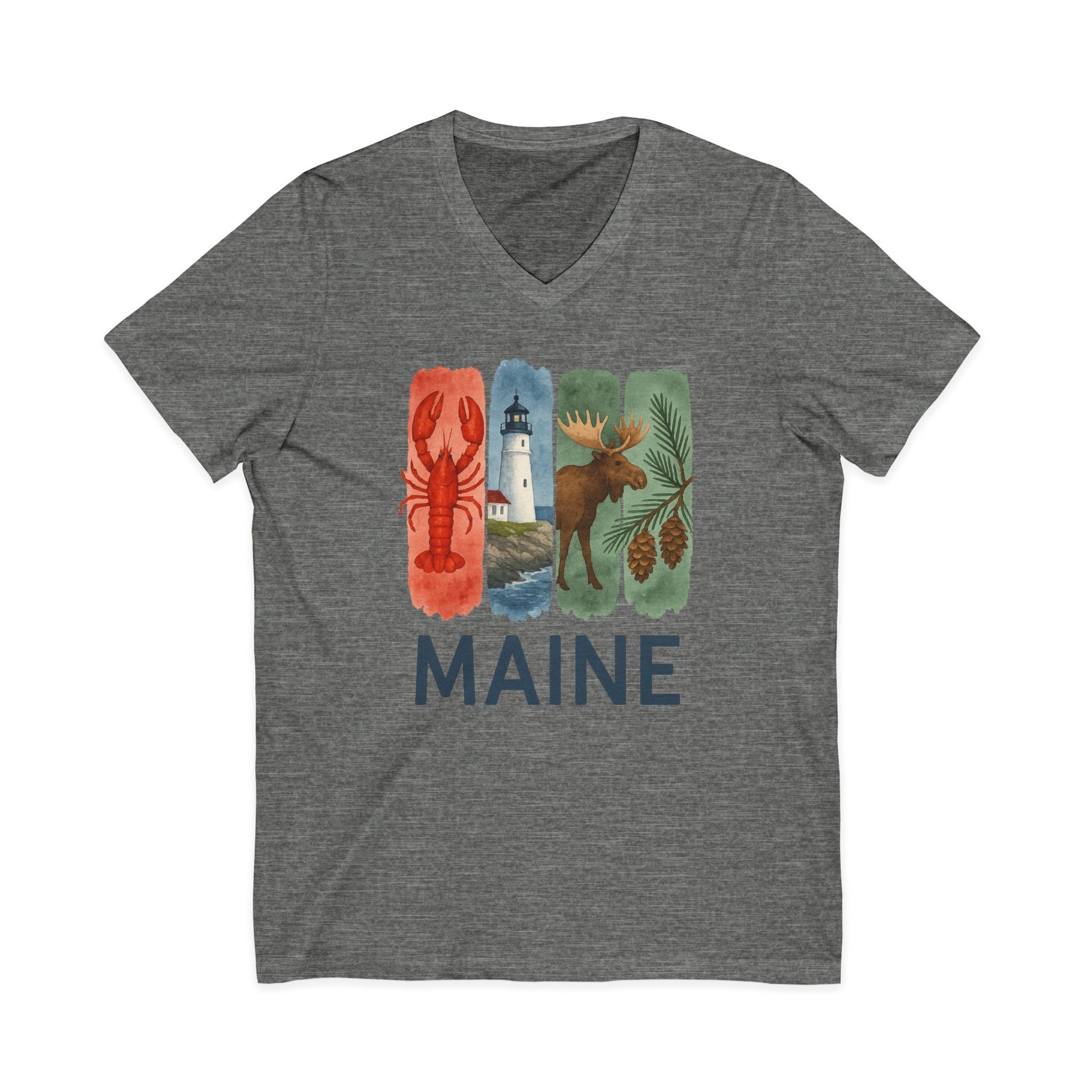 Maine Brushstroke Watercolor V-Neck Shirt