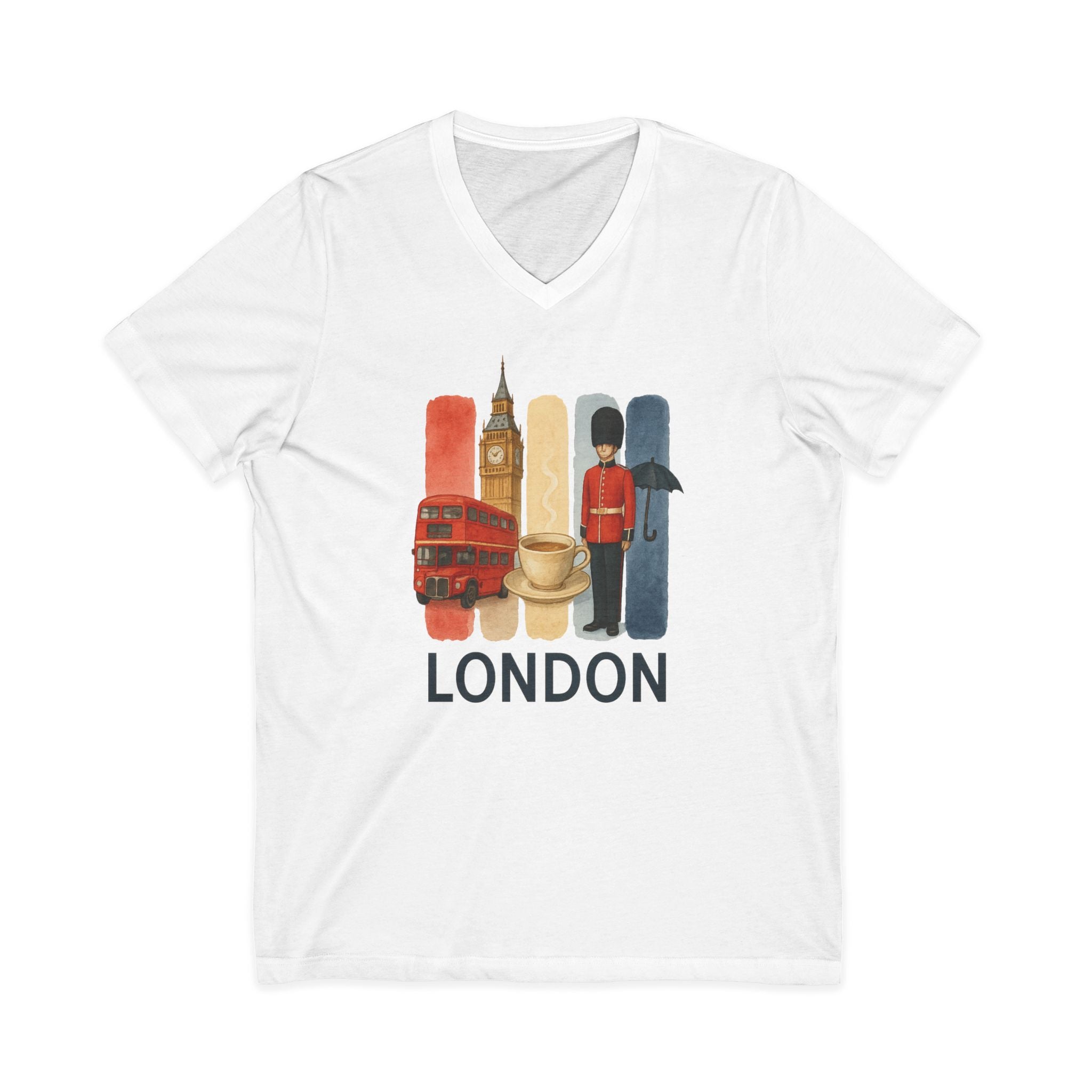 London Brushstroke Watercolor V-Neck Shirt
