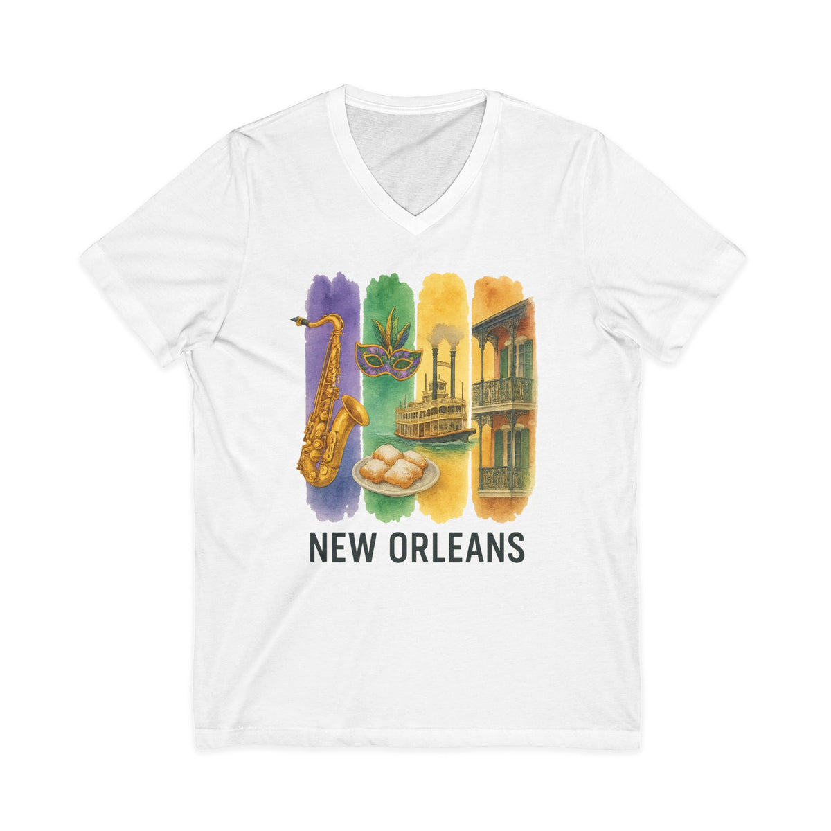 Pacific Northwest Brushstroke Watercolor V-Neck Shirt
