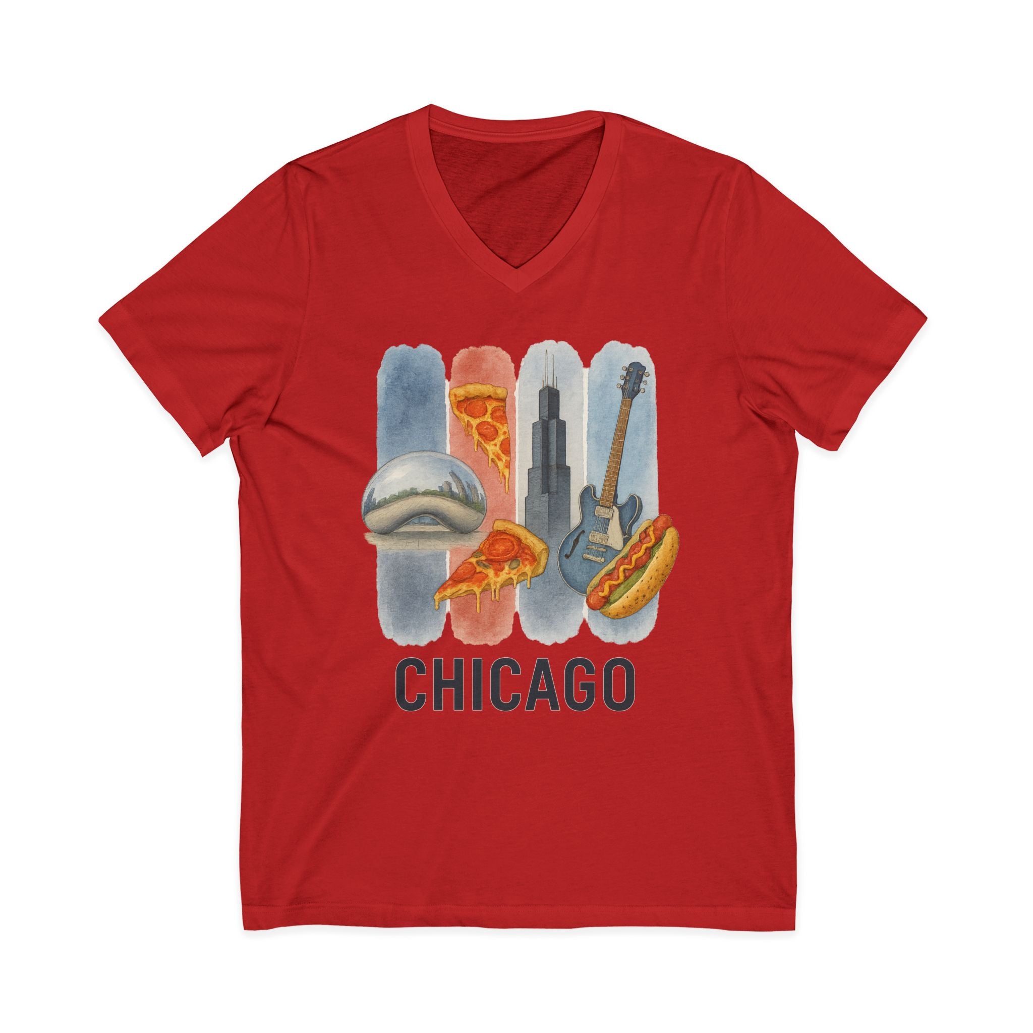 Chicago Brushstroke Watercolor V-Neck Shirt