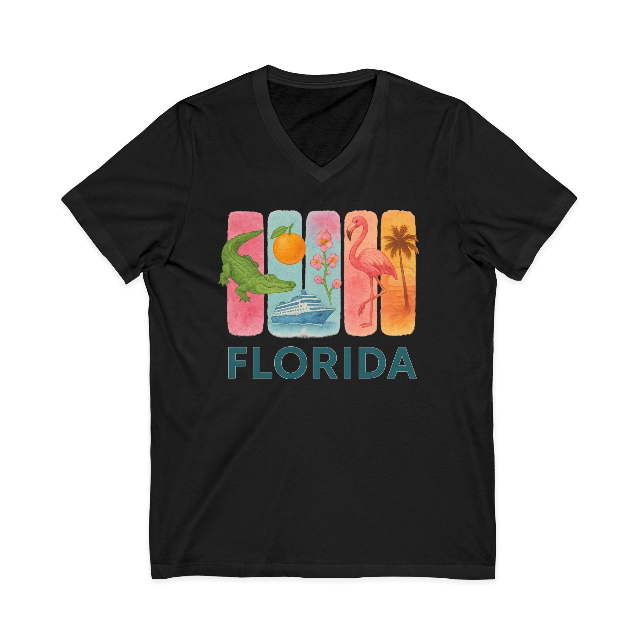 Florida Brushstroke Watercolor V-Neck Shirt