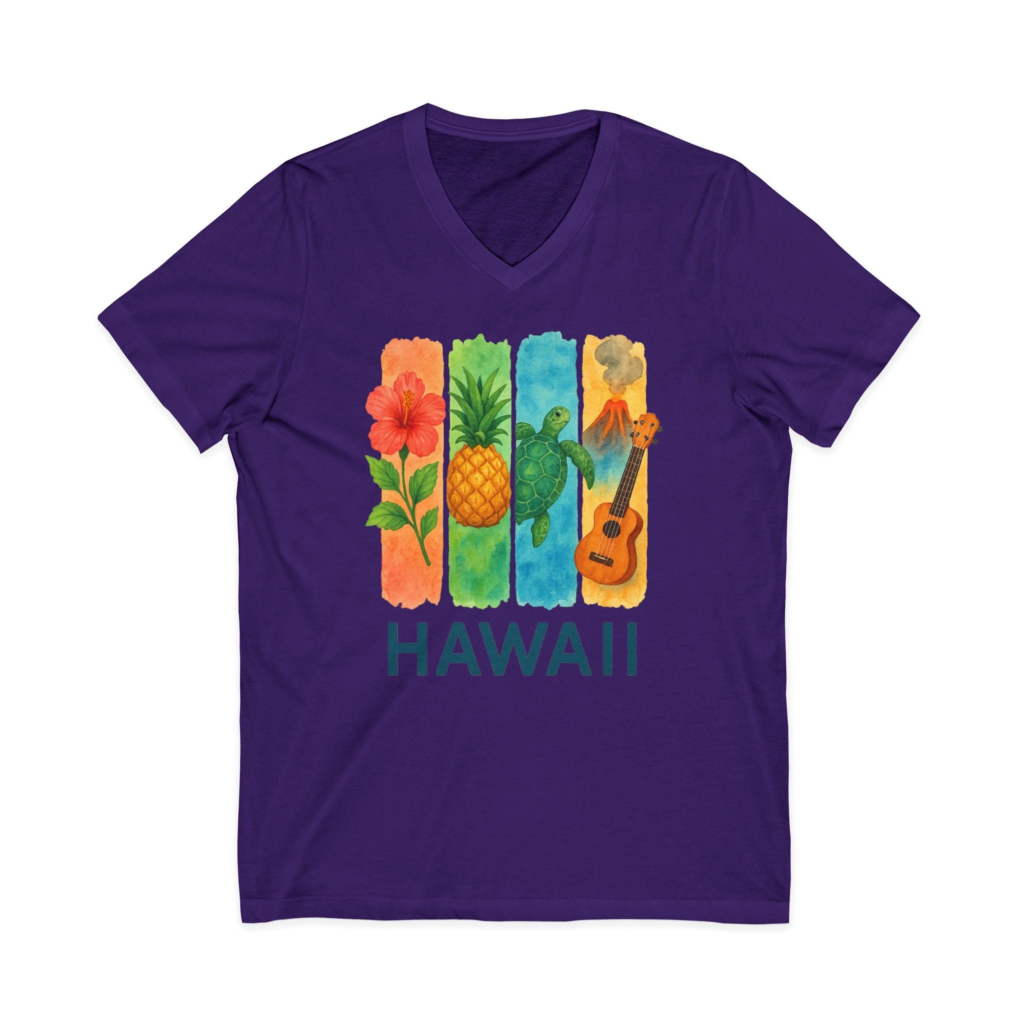 Hawaii Brushstroke Watercolor V-Neck Shirt