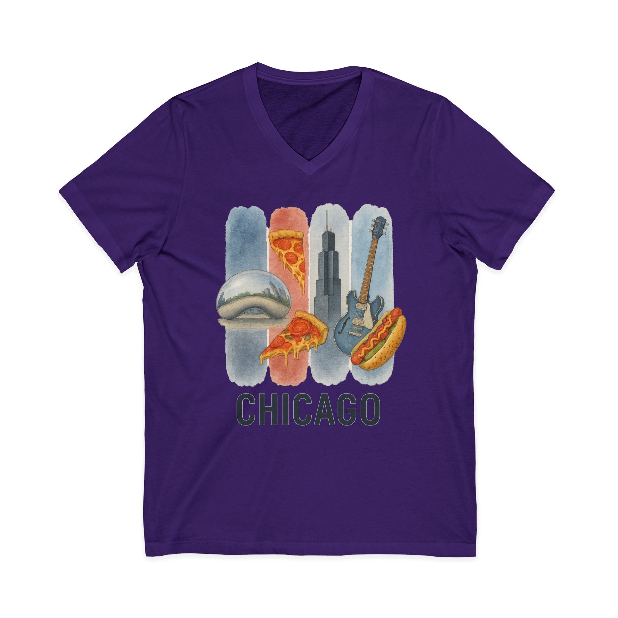 Chicago Brushstroke Watercolor V-Neck Shirt
