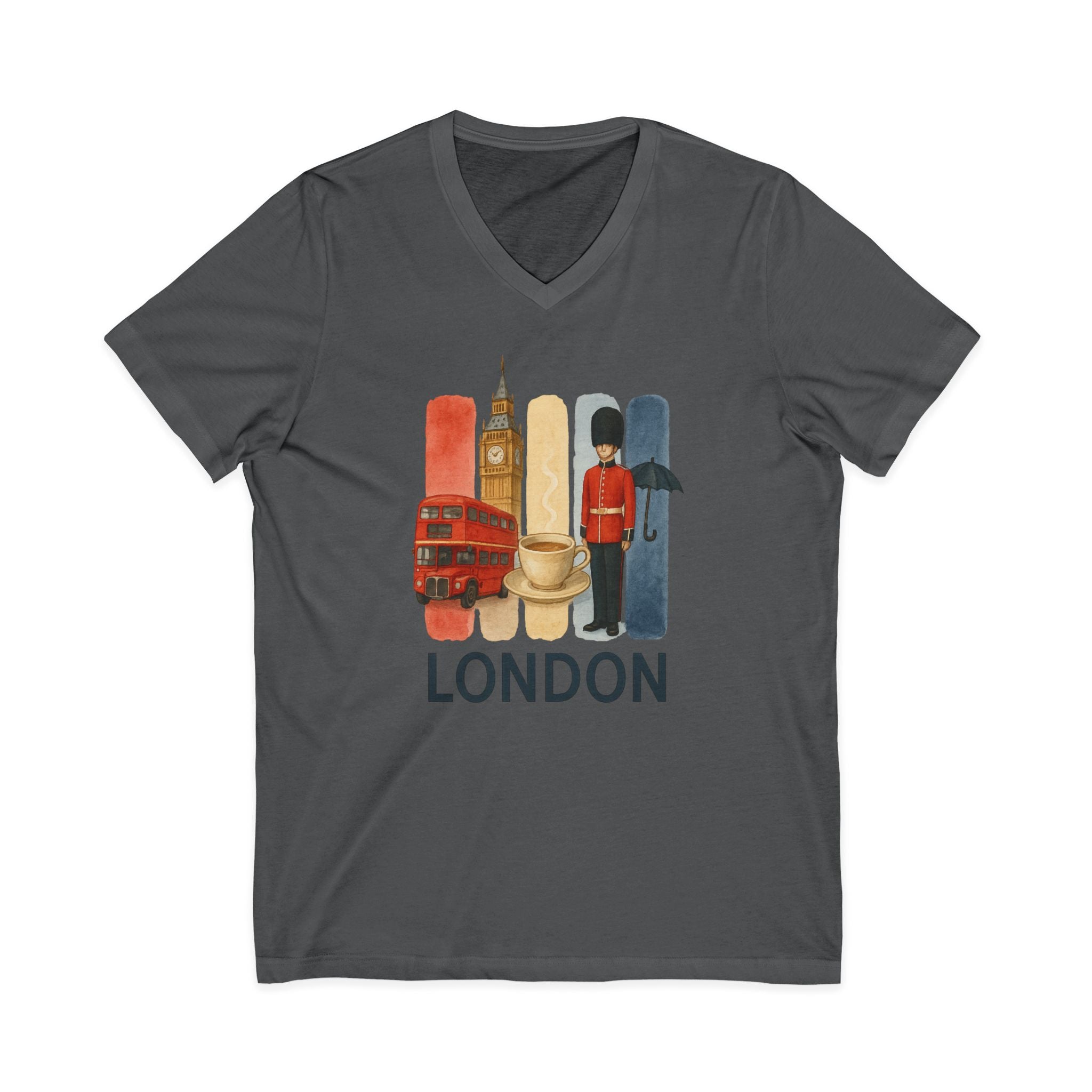London Brushstroke Watercolor V-Neck Shirt