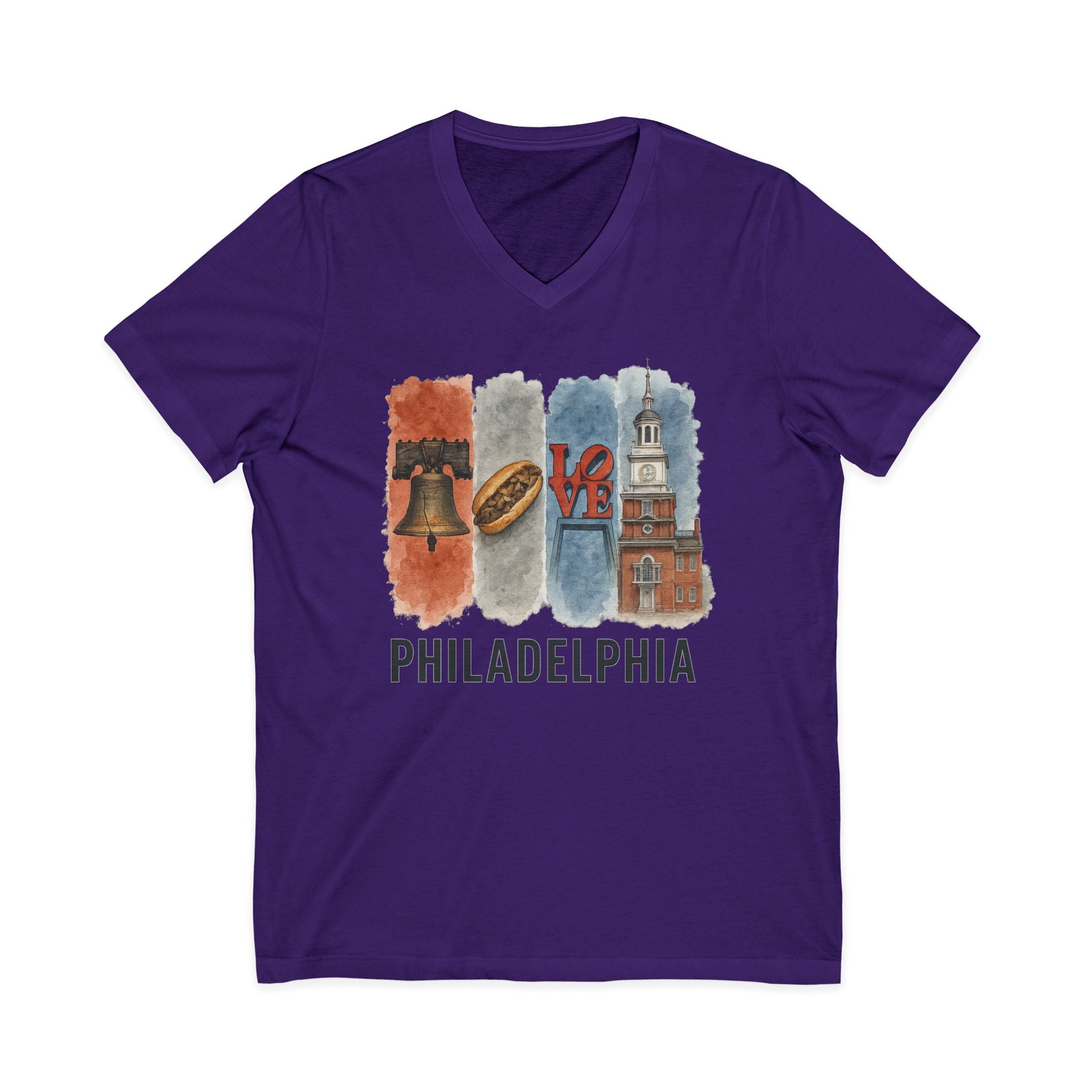 Philadelphia Brushstroke Watercolor V-Neck Shirt