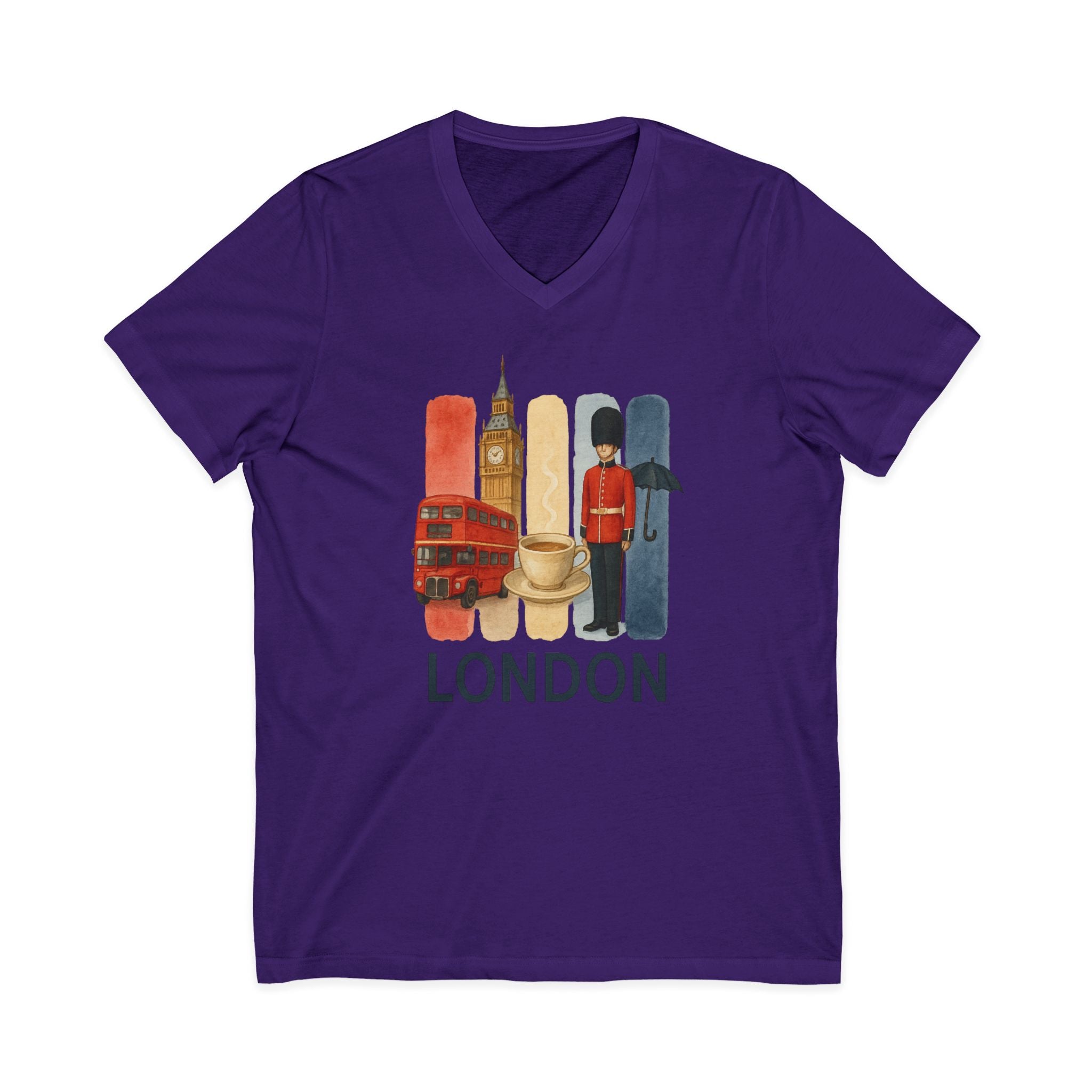 London Brushstroke Watercolor V-Neck Shirt