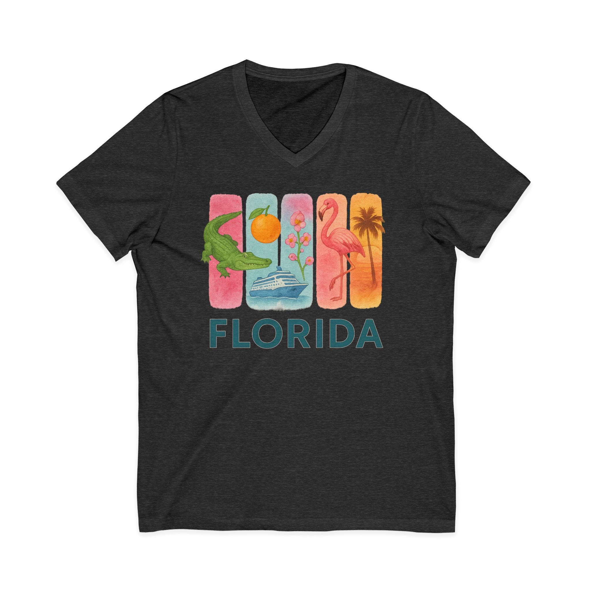 Florida Brushstroke Watercolor V-Neck Shirt