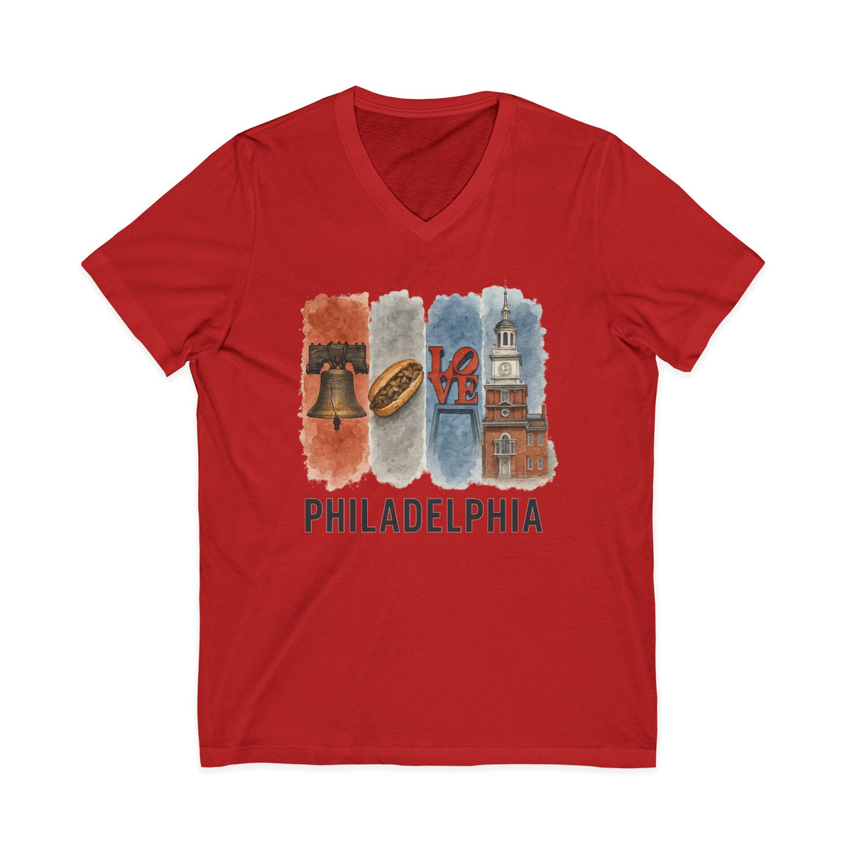Philadelphia Brushstroke Watercolor V-Neck Shirt