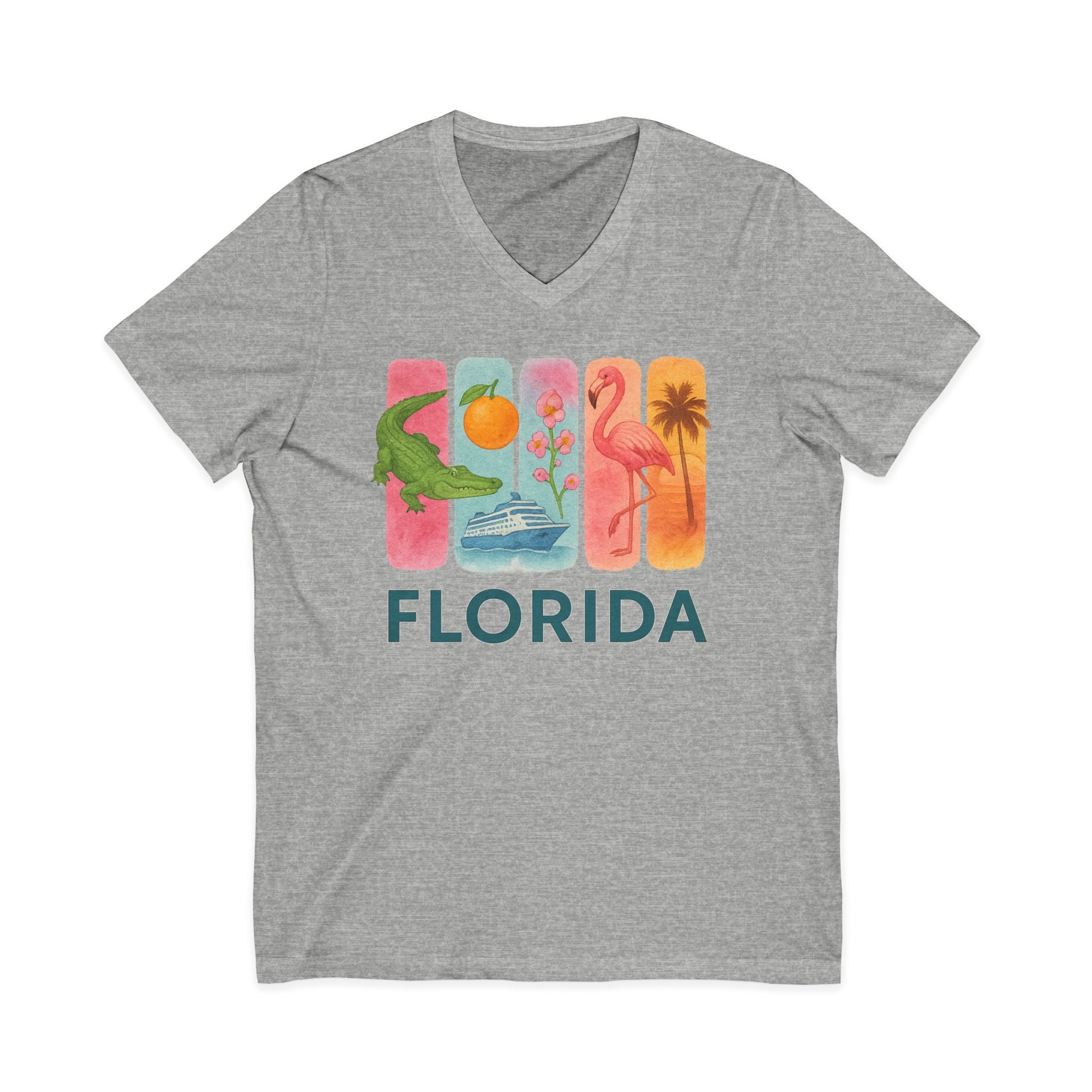 Florida Brushstroke Watercolor V-Neck Shirt
