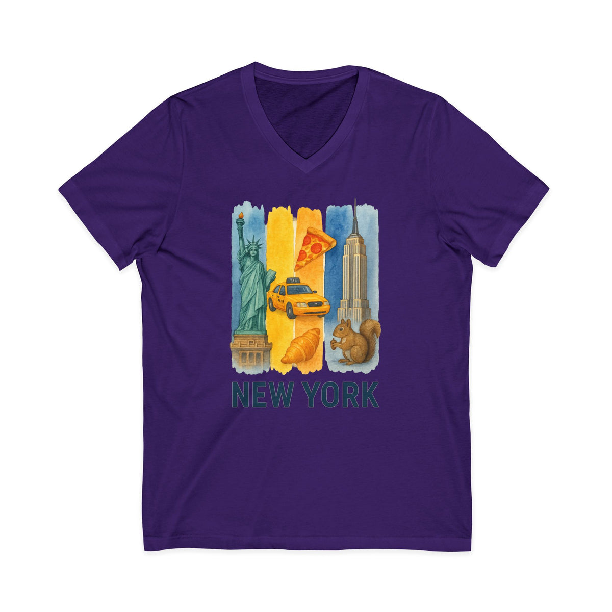 New York Brushstroke Watercolor V-Neck Shirt