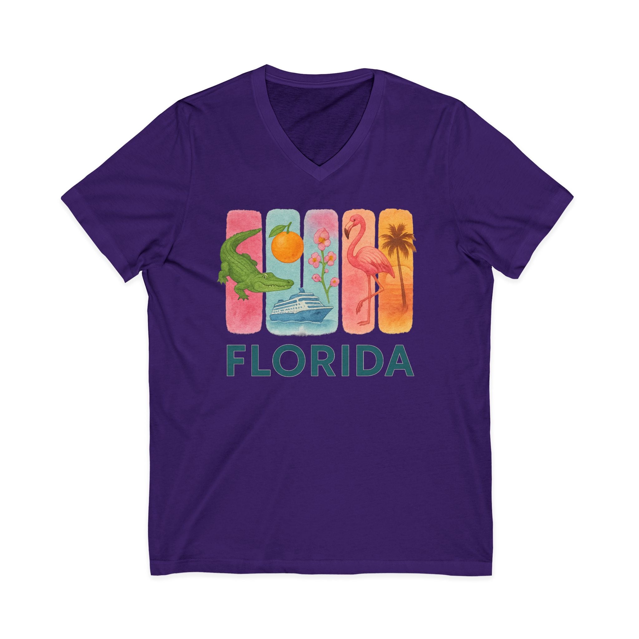 Florida Brushstroke Watercolor V-Neck Shirt