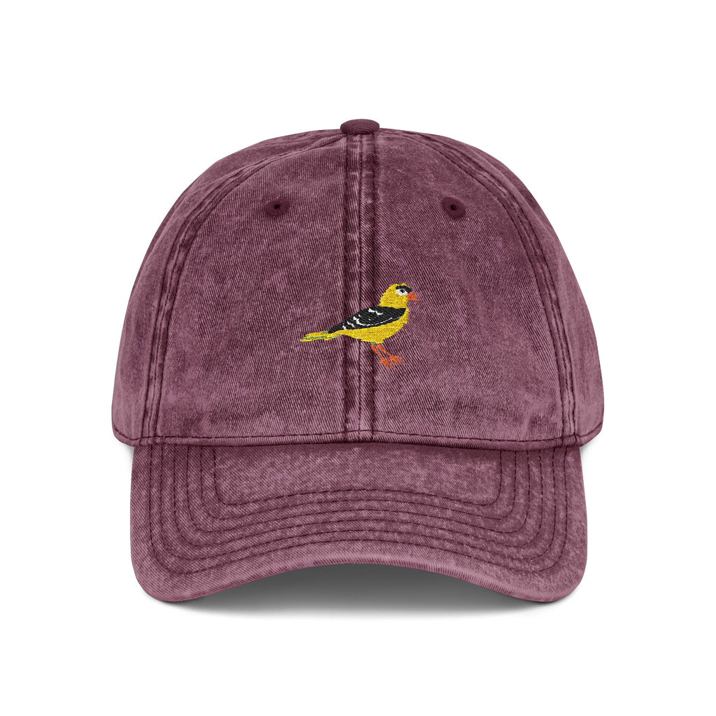 Washington American Goldfinch State Bird | Vintage Distressed Embroidered Baseball Cap