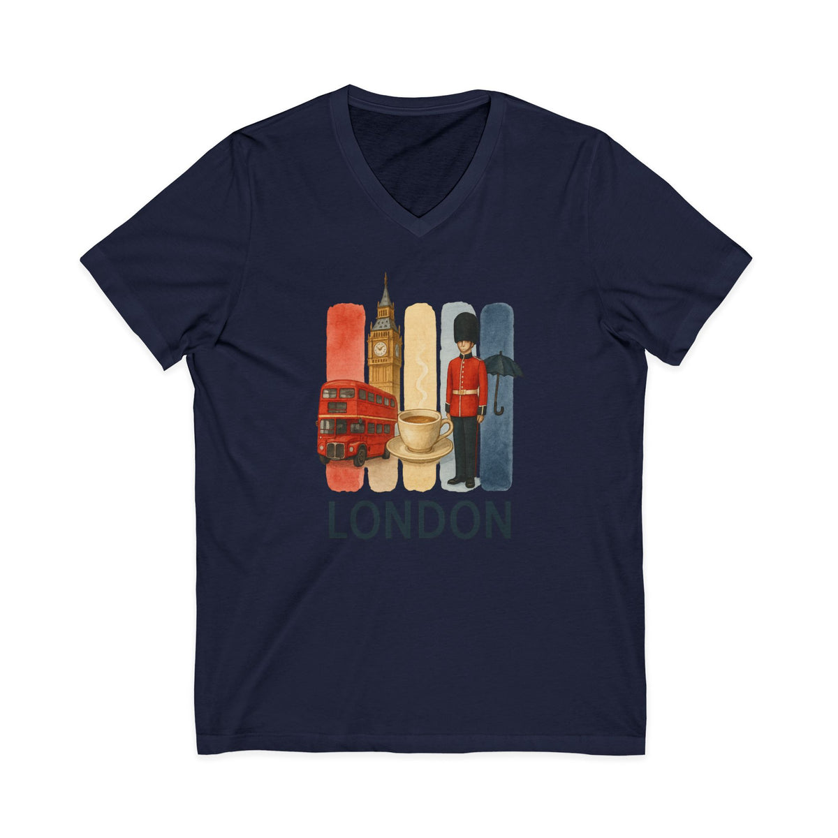 London Brushstroke Watercolor V-Neck Shirt