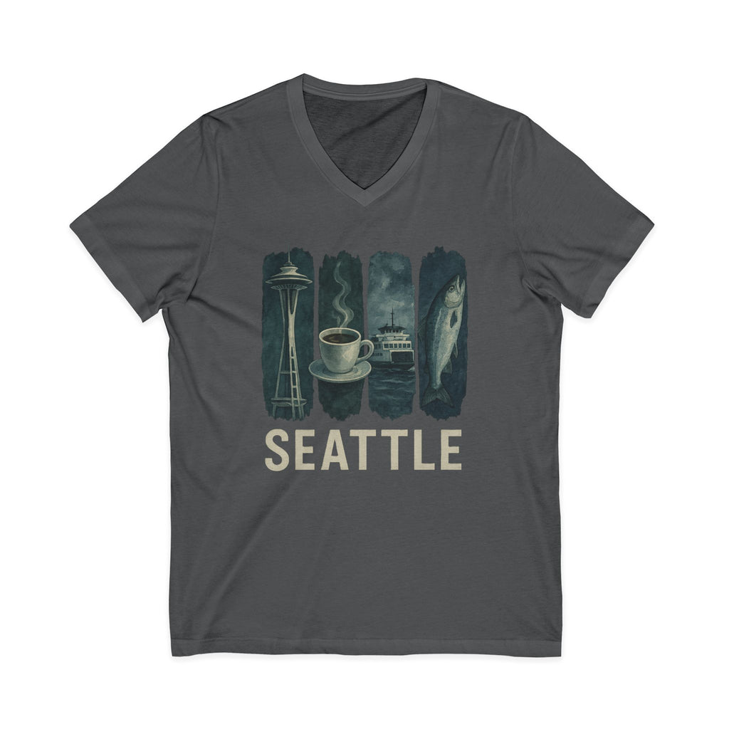 Seattle Brushstroke Watercolor V-Neck Shirt