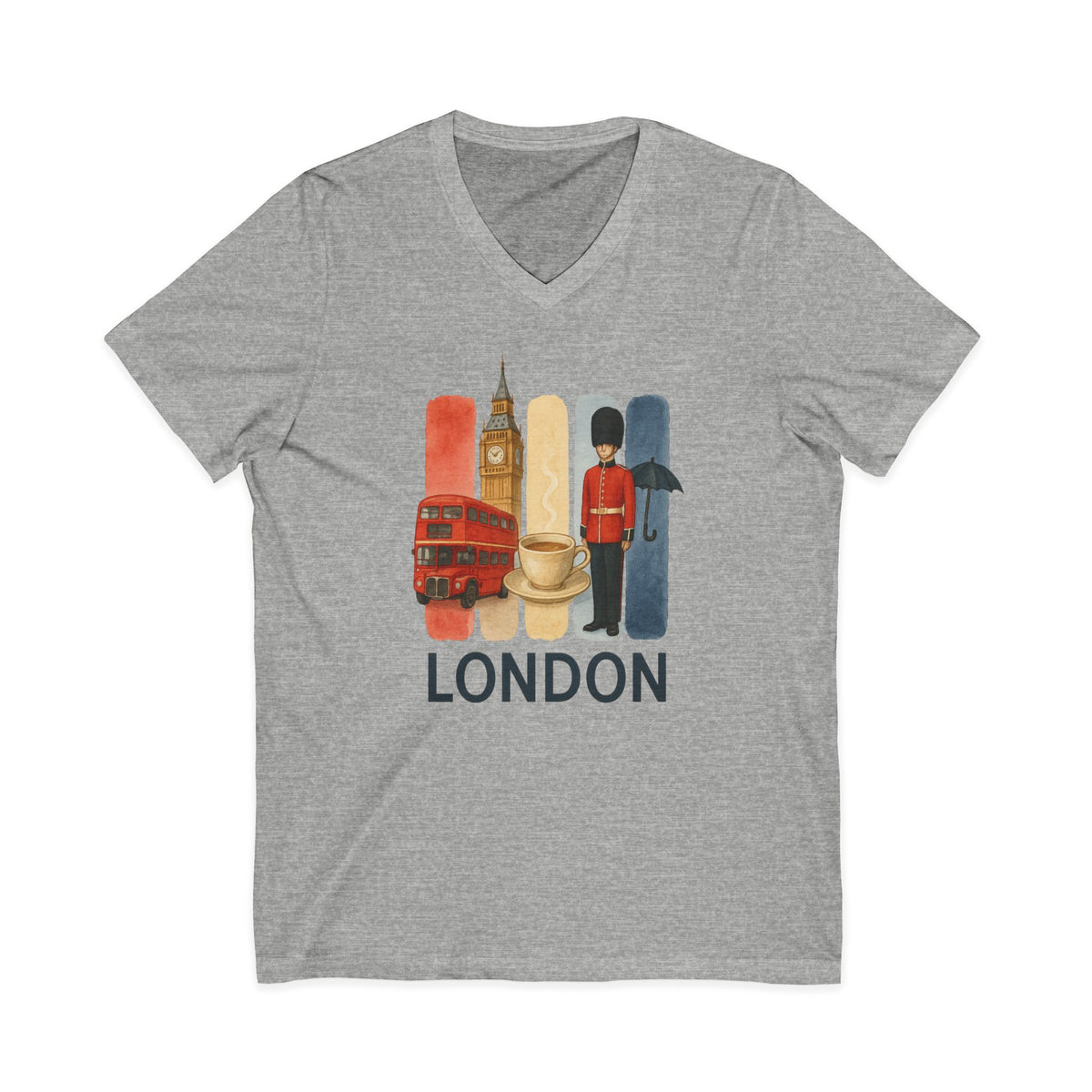 London Brushstroke Watercolor V-Neck Shirt