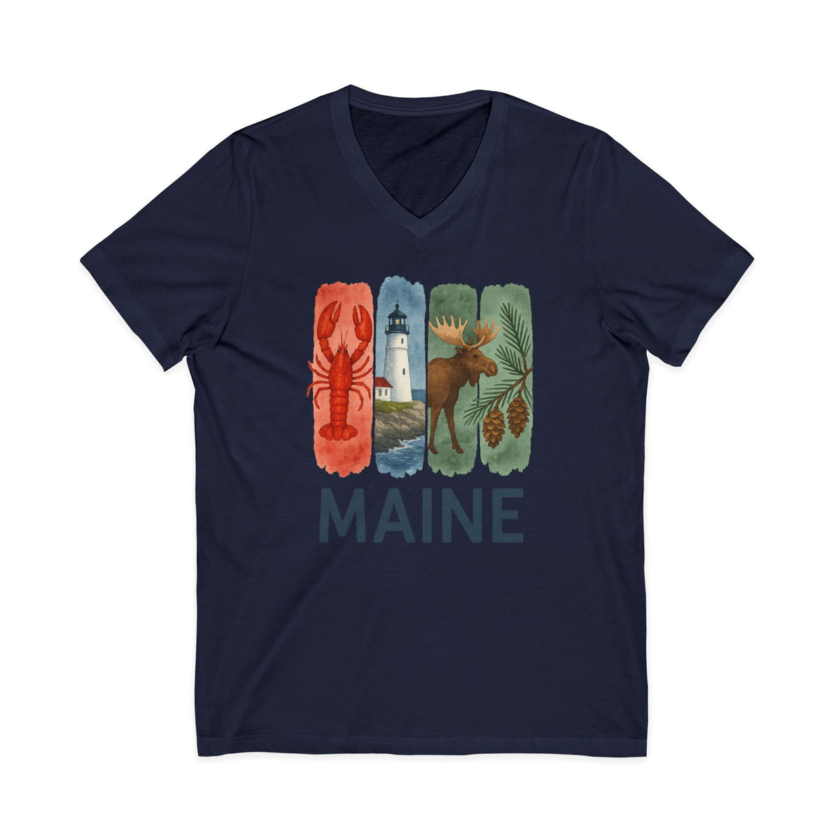 Maine Brushstroke Watercolor V-Neck Shirt