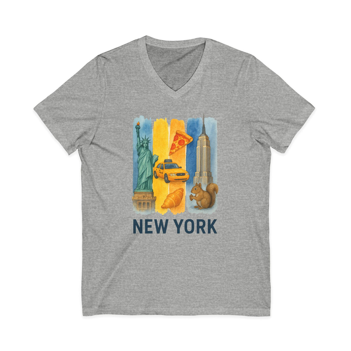 New York Brushstroke Watercolor V-Neck Shirt