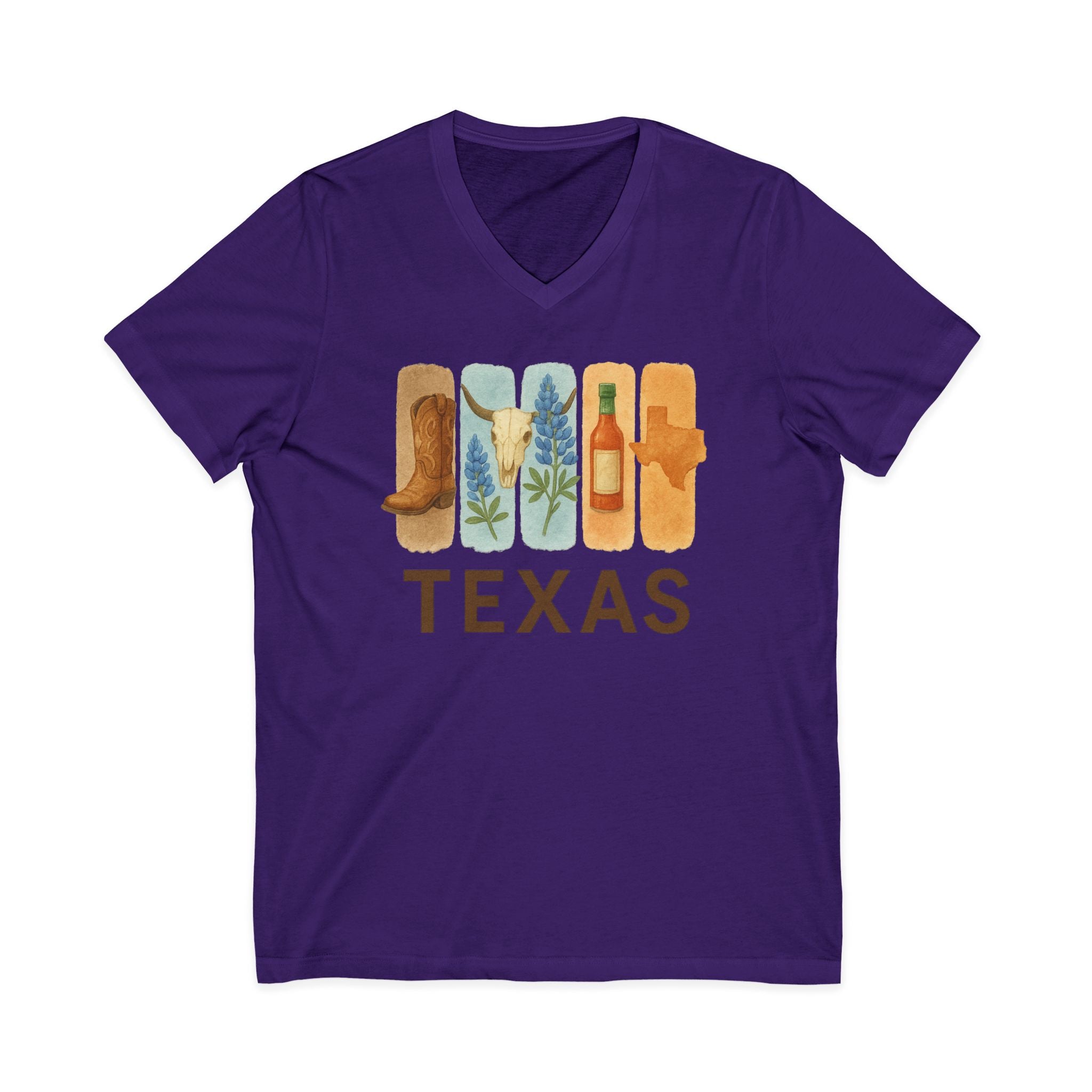 Texas Brushstroke Watercolor V-Neck Shirt