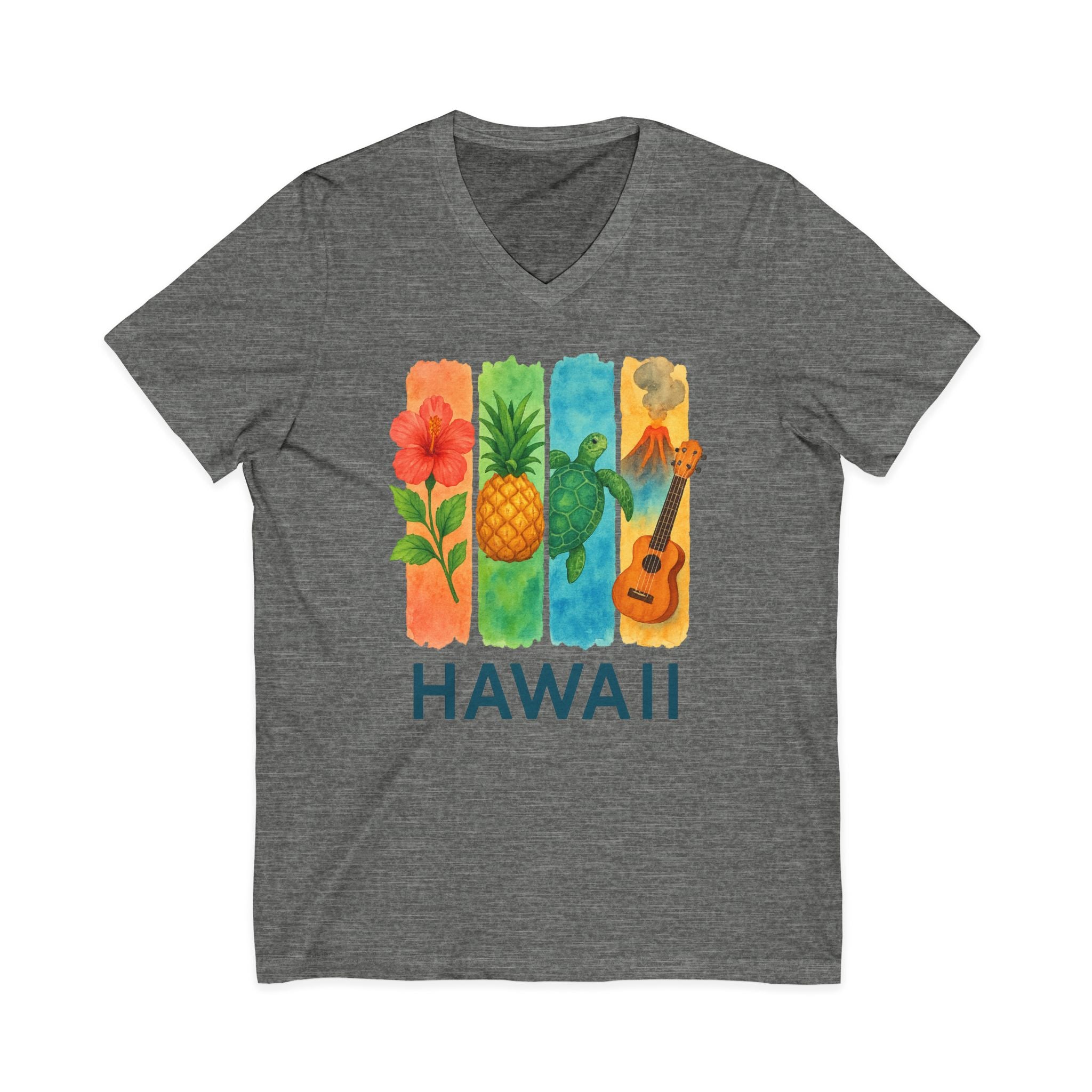 Hawaii Brushstroke Watercolor V-Neck Shirt