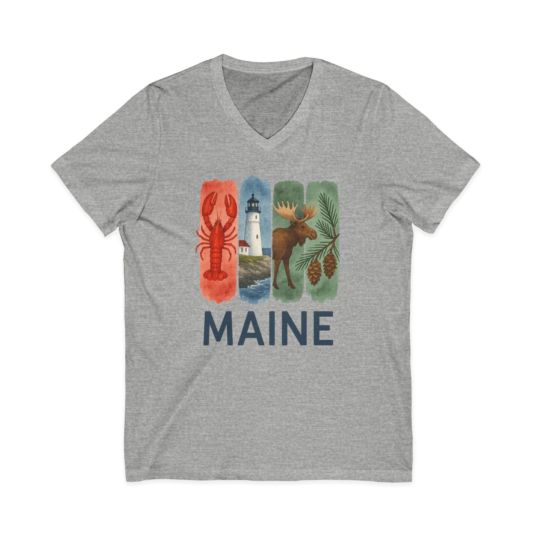 Maine Brushstroke Watercolor V-Neck Shirt