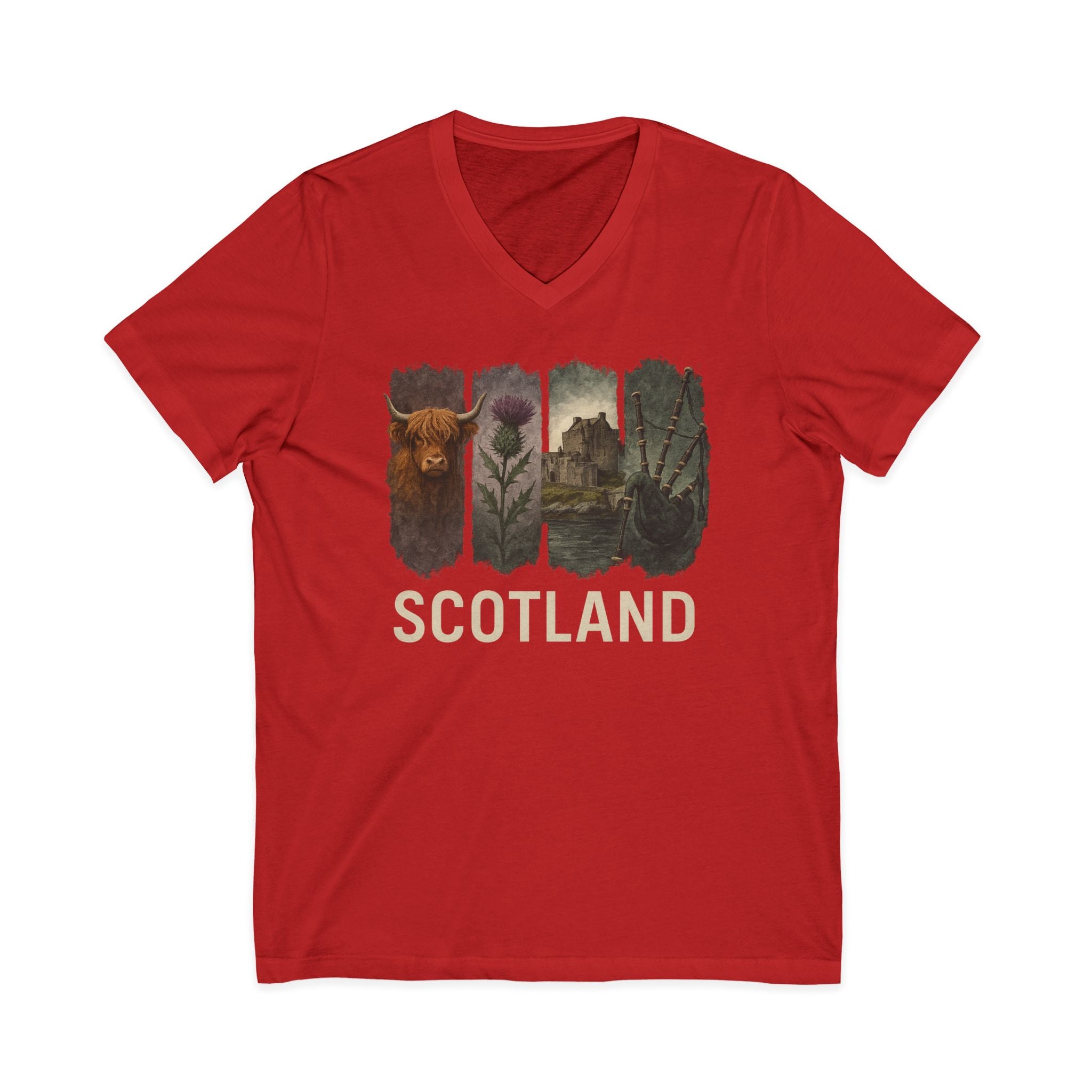 Scotland Brushstroke Watercolor V-Neck Shirt