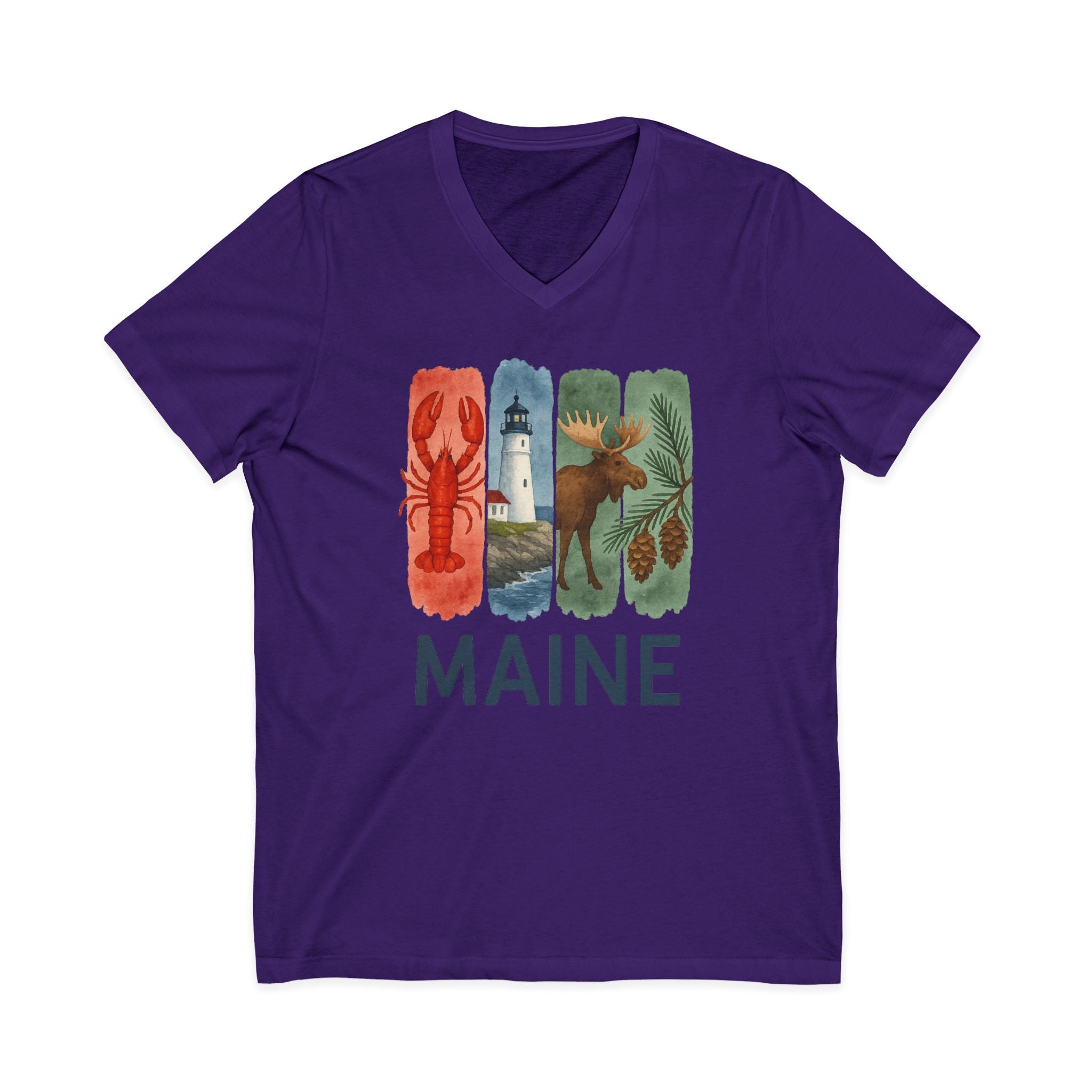 Maine Brushstroke Watercolor V-Neck Shirt