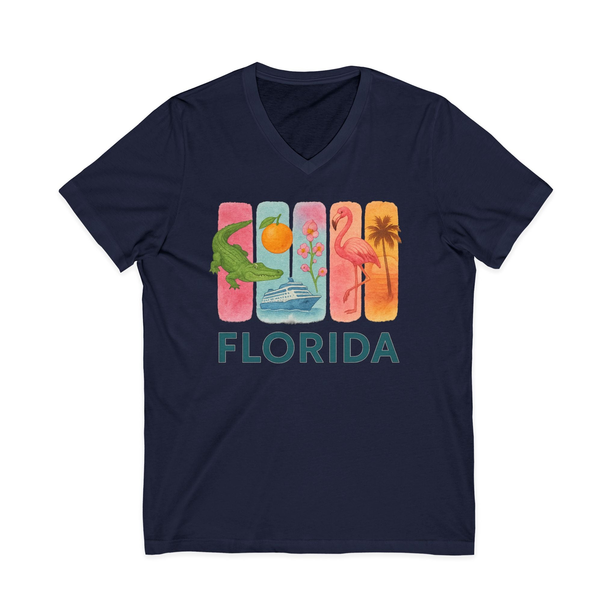 Florida Brushstroke Watercolor V-Neck Shirt