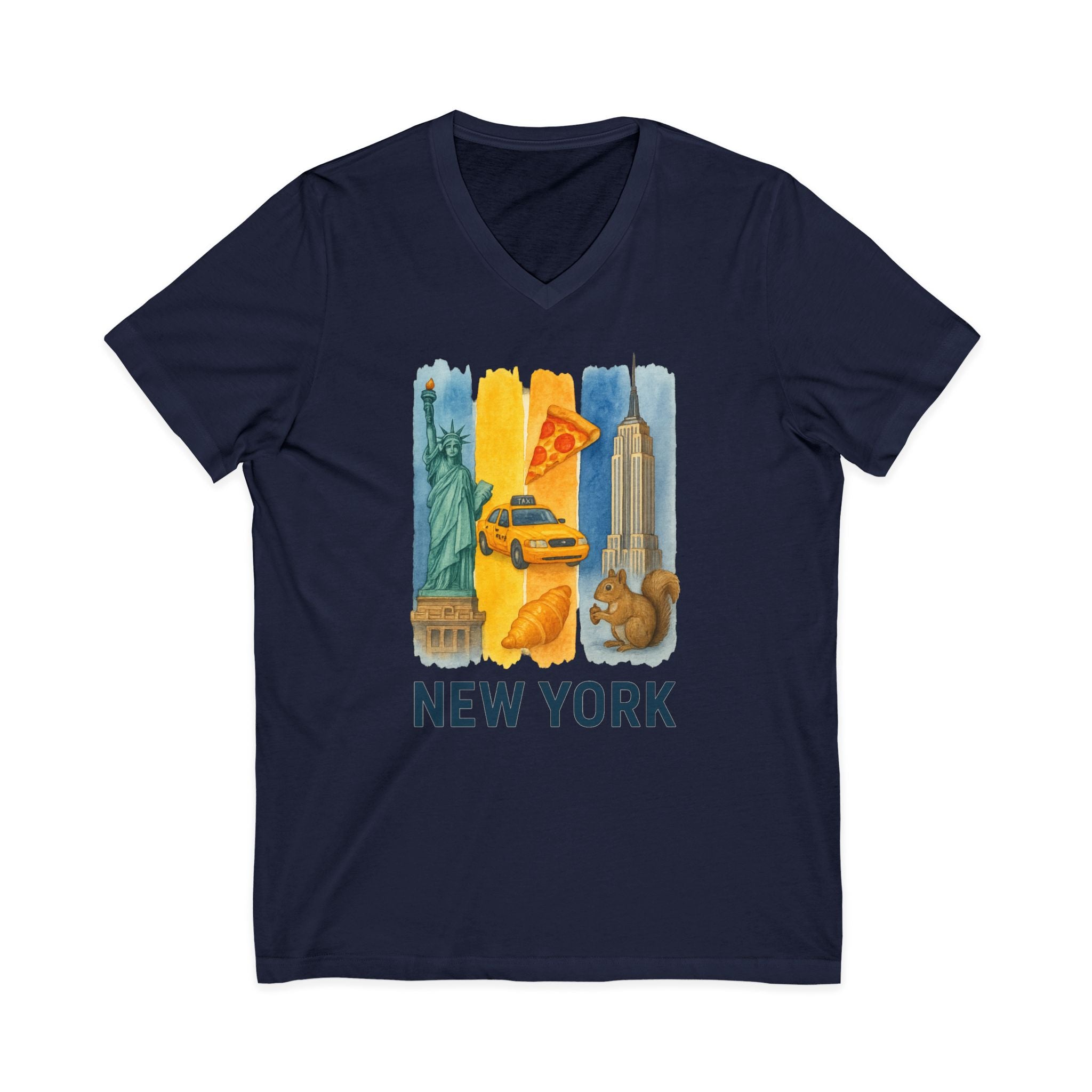 New York Brushstroke Watercolor V-Neck Shirt
