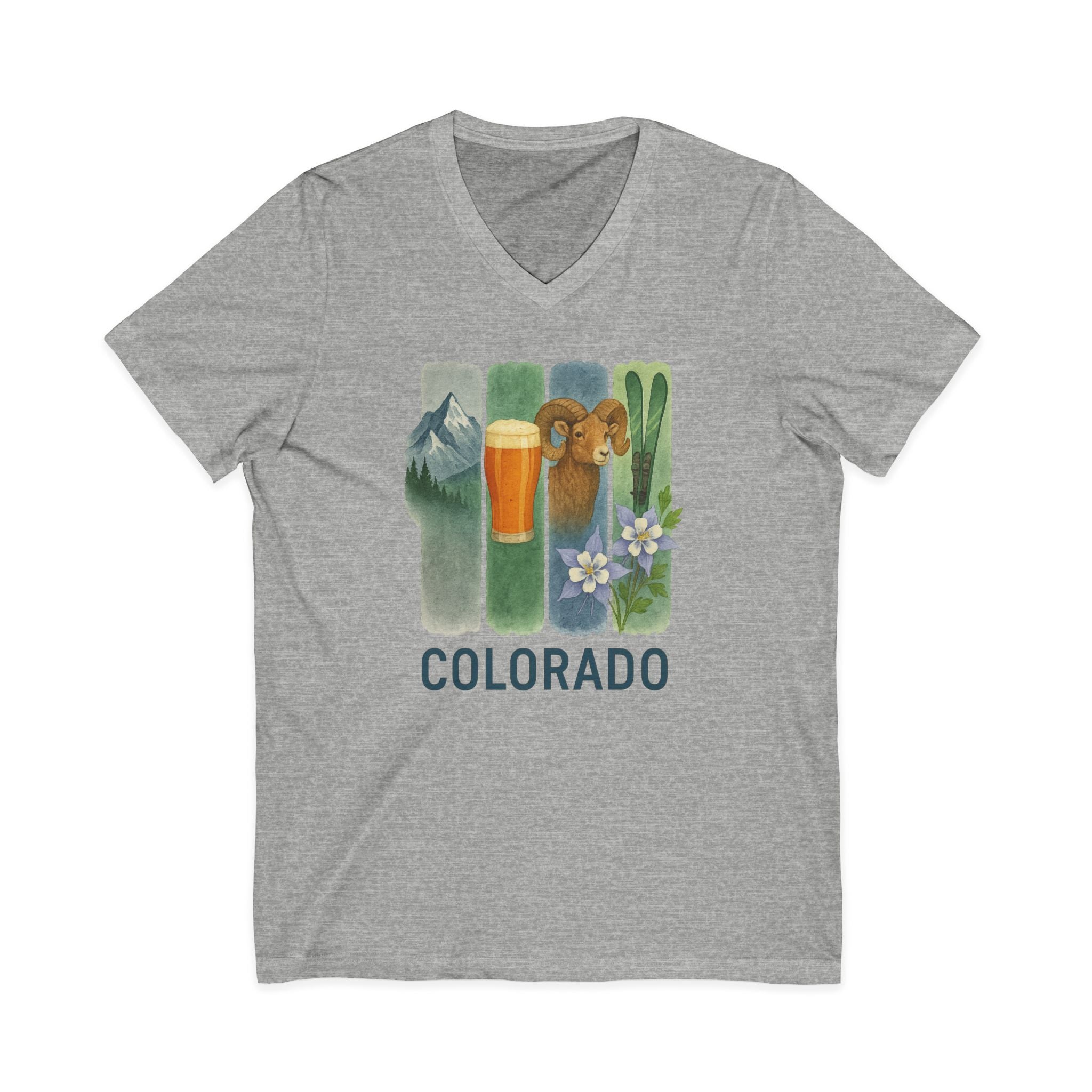 Colorado Brushstroke Watercolor V-Neck Shirt