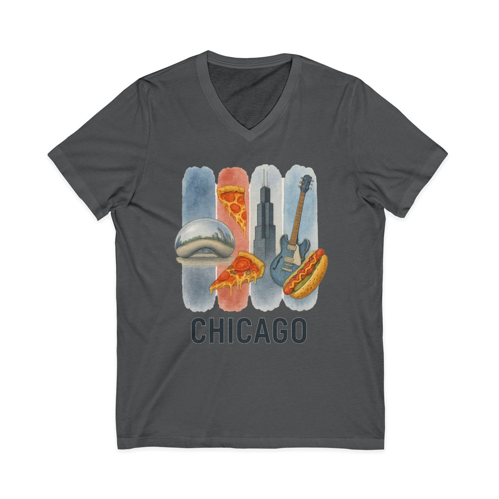 Chicago Brushstroke Watercolor V-Neck Shirt