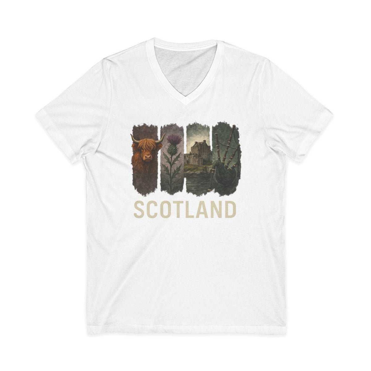 Scotland Brushstroke Watercolor V-Neck Shirt