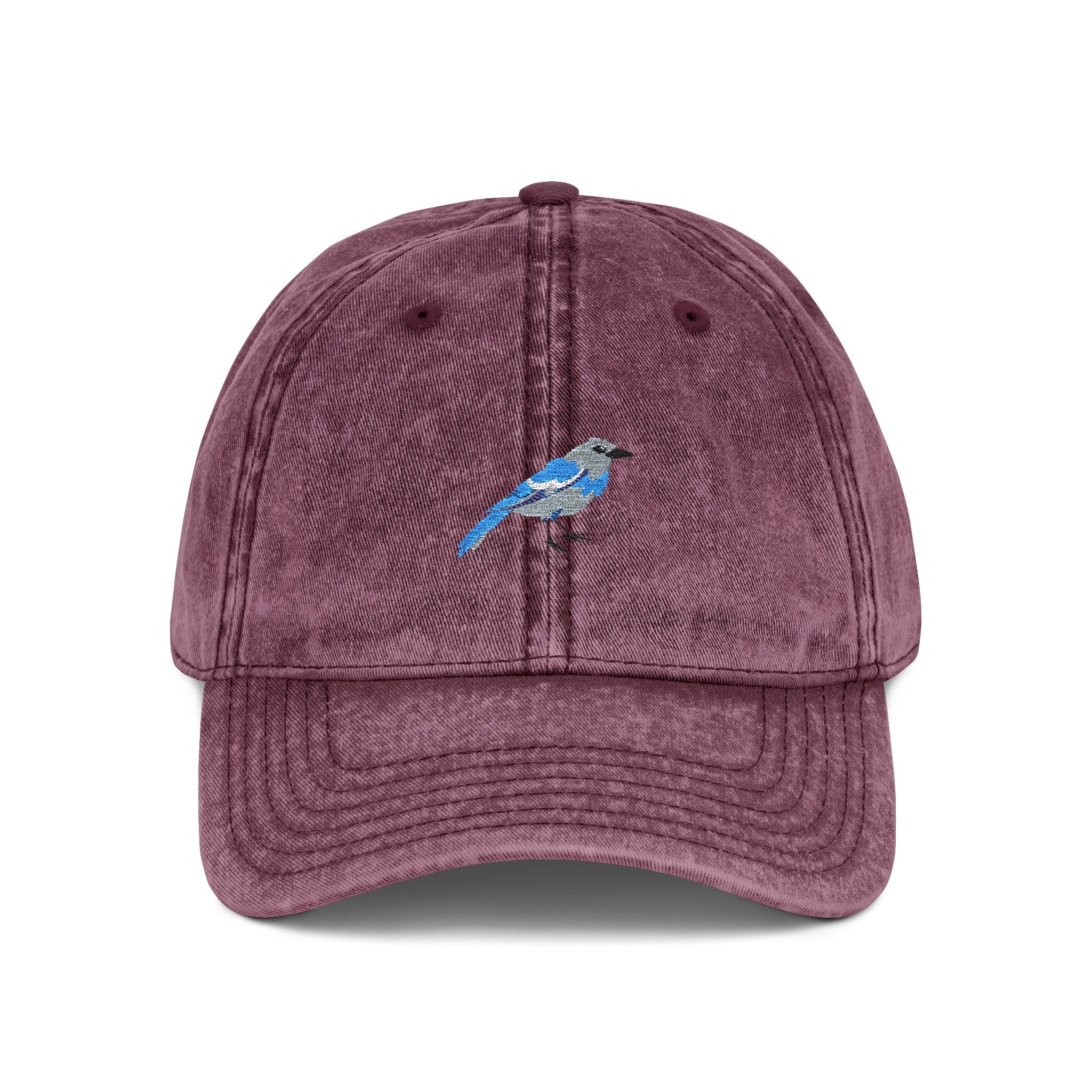 Nevada Mountain Bluebird State Bird | Vintage Distressed Embroidered Baseball Cap