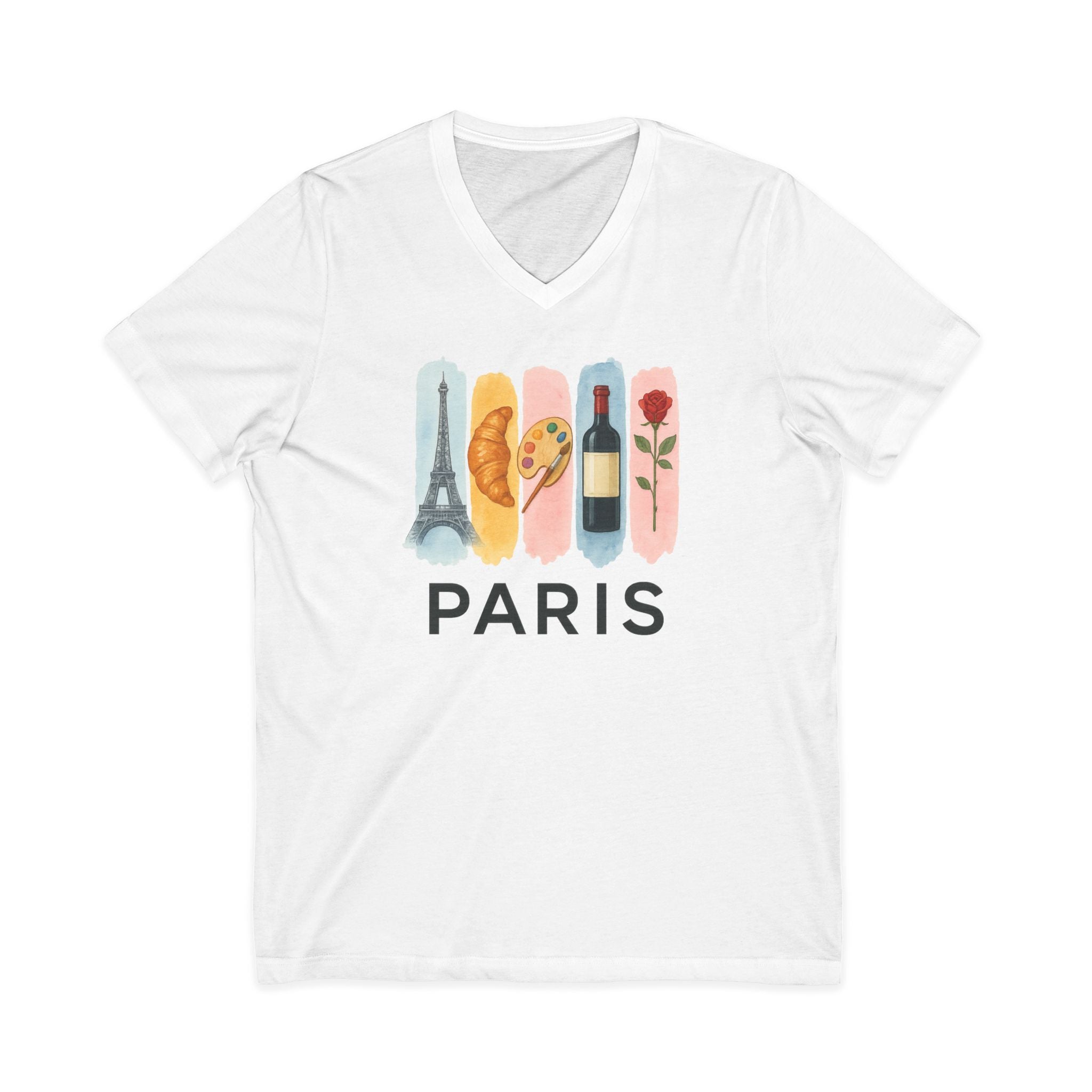 Paris Brushstroke Watercolor V-Neck Shirt