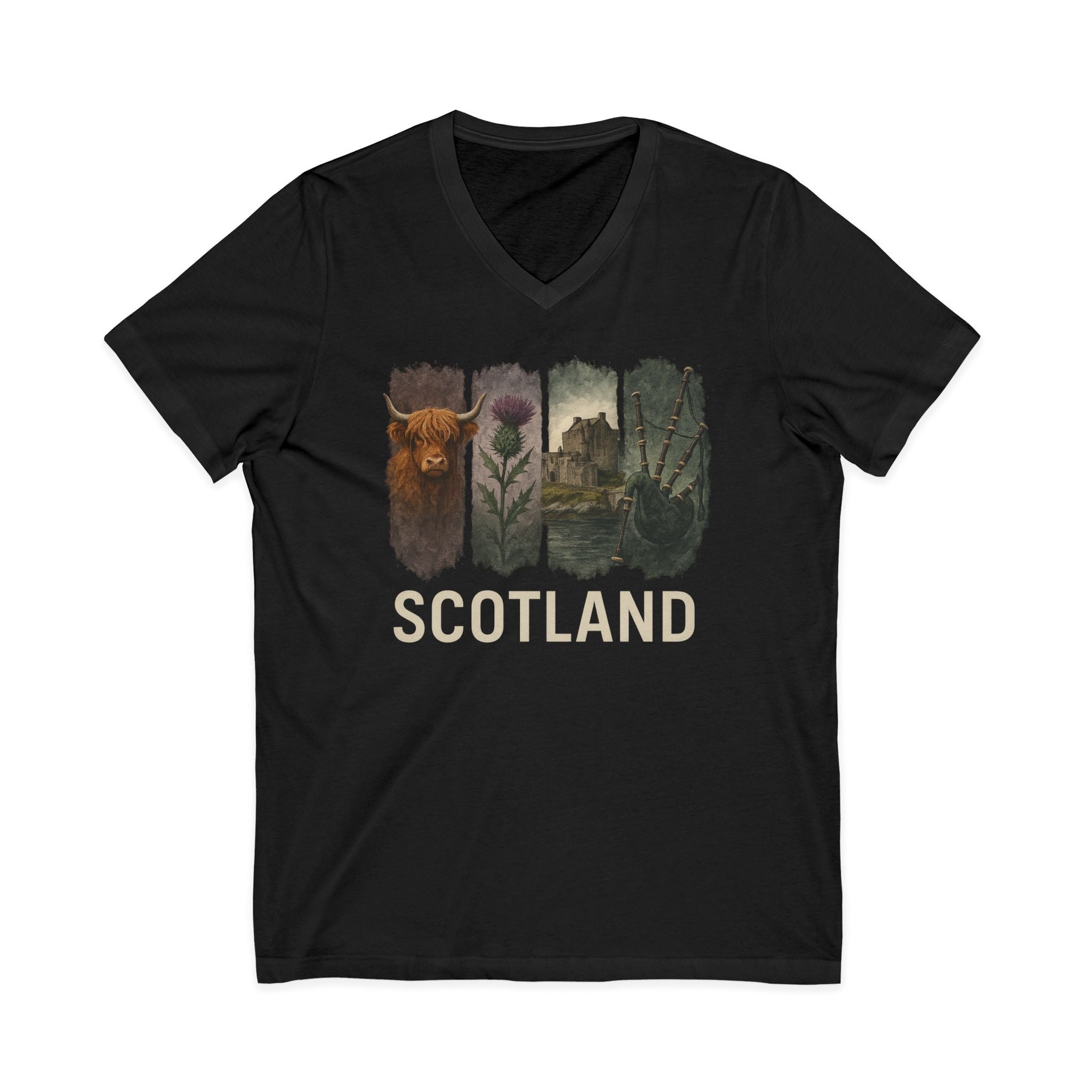 Scotland Brushstroke Watercolor V-Neck Shirt