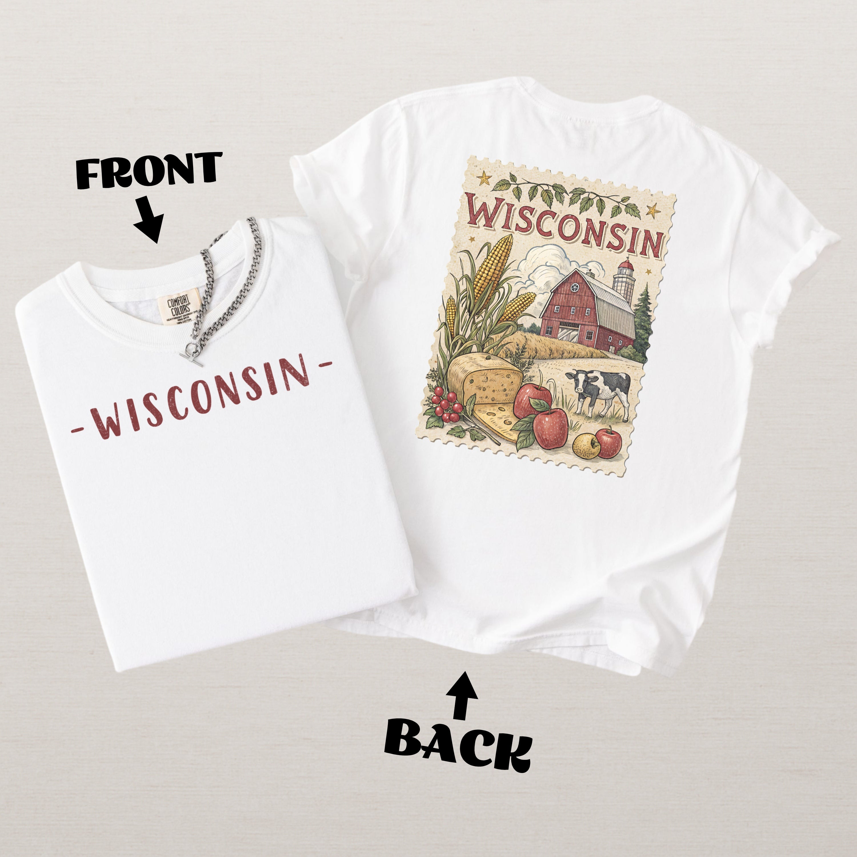 Vintage Wisconsin Comfort Colors Retro Travel Stamp Souvenir T-Shirt
