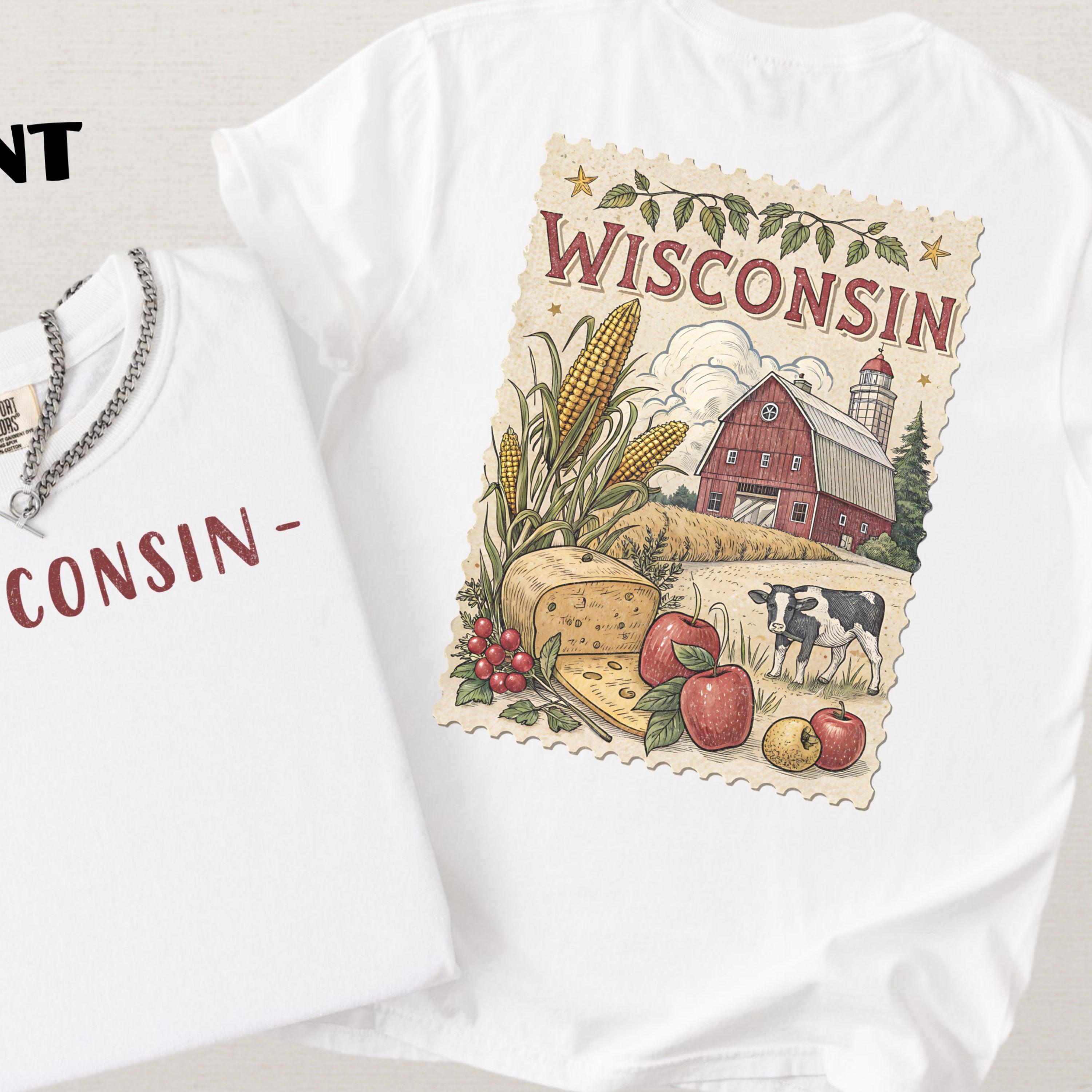 Vintage Wisconsin Comfort Colors Retro Travel Stamp Souvenir T-Shirt