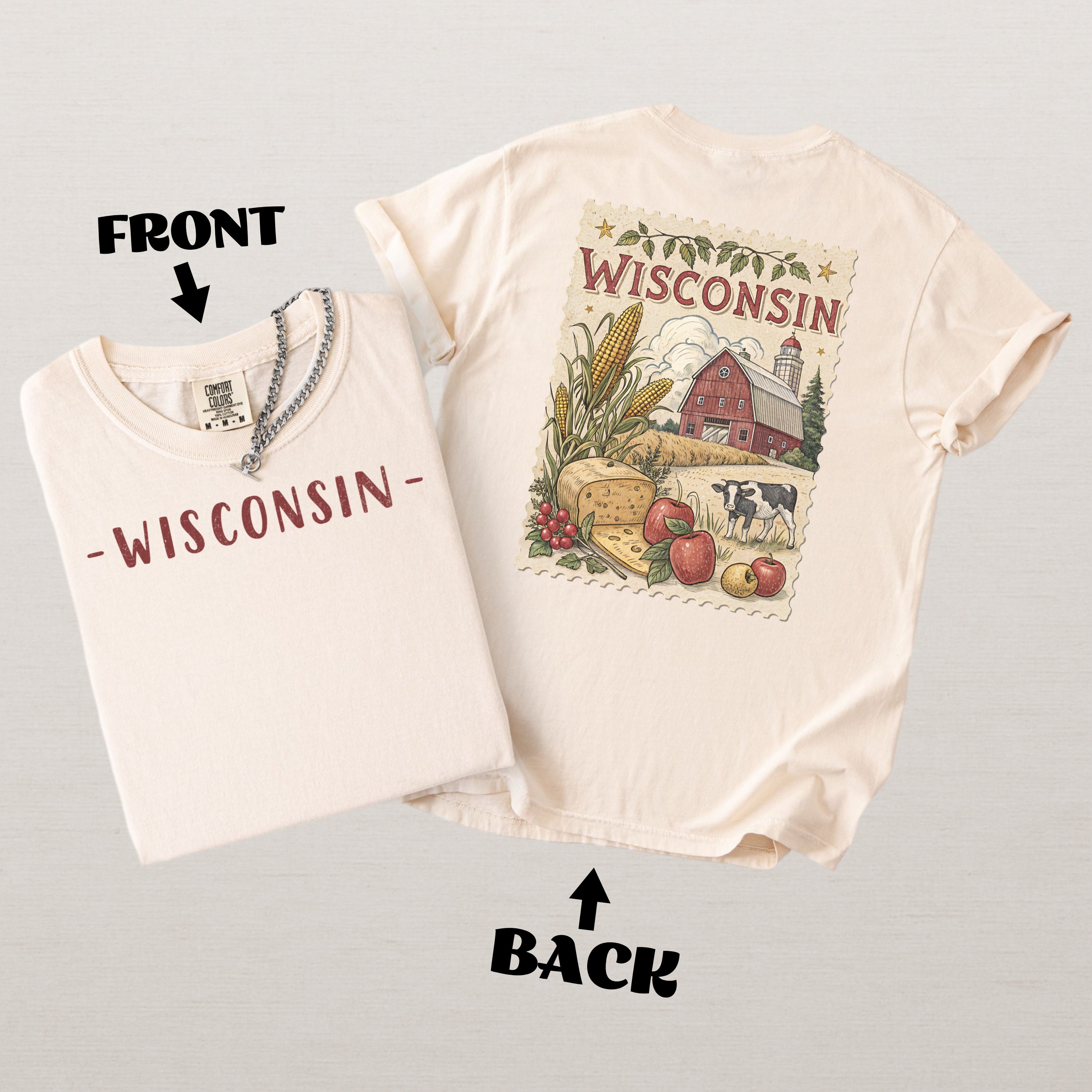 Vintage Wisconsin Comfort Colors Retro Travel Stamp Souvenir T-Shirt