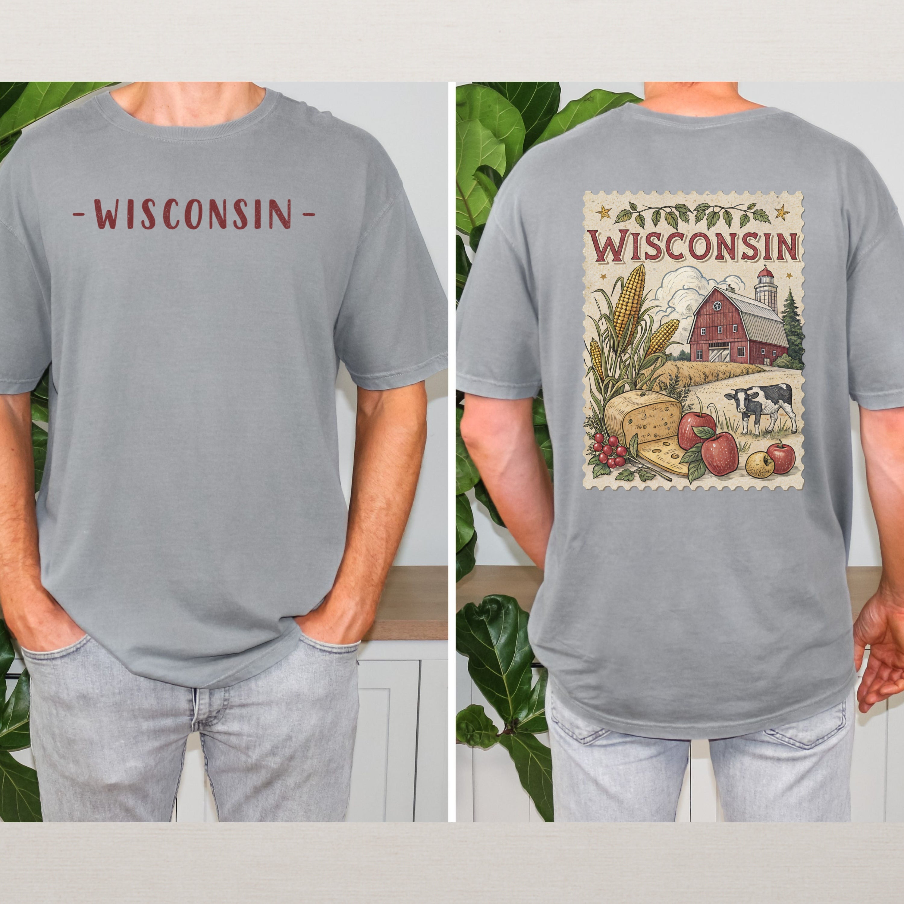 Vintage Wisconsin Comfort Colors Retro Travel Stamp Souvenir T-Shirt