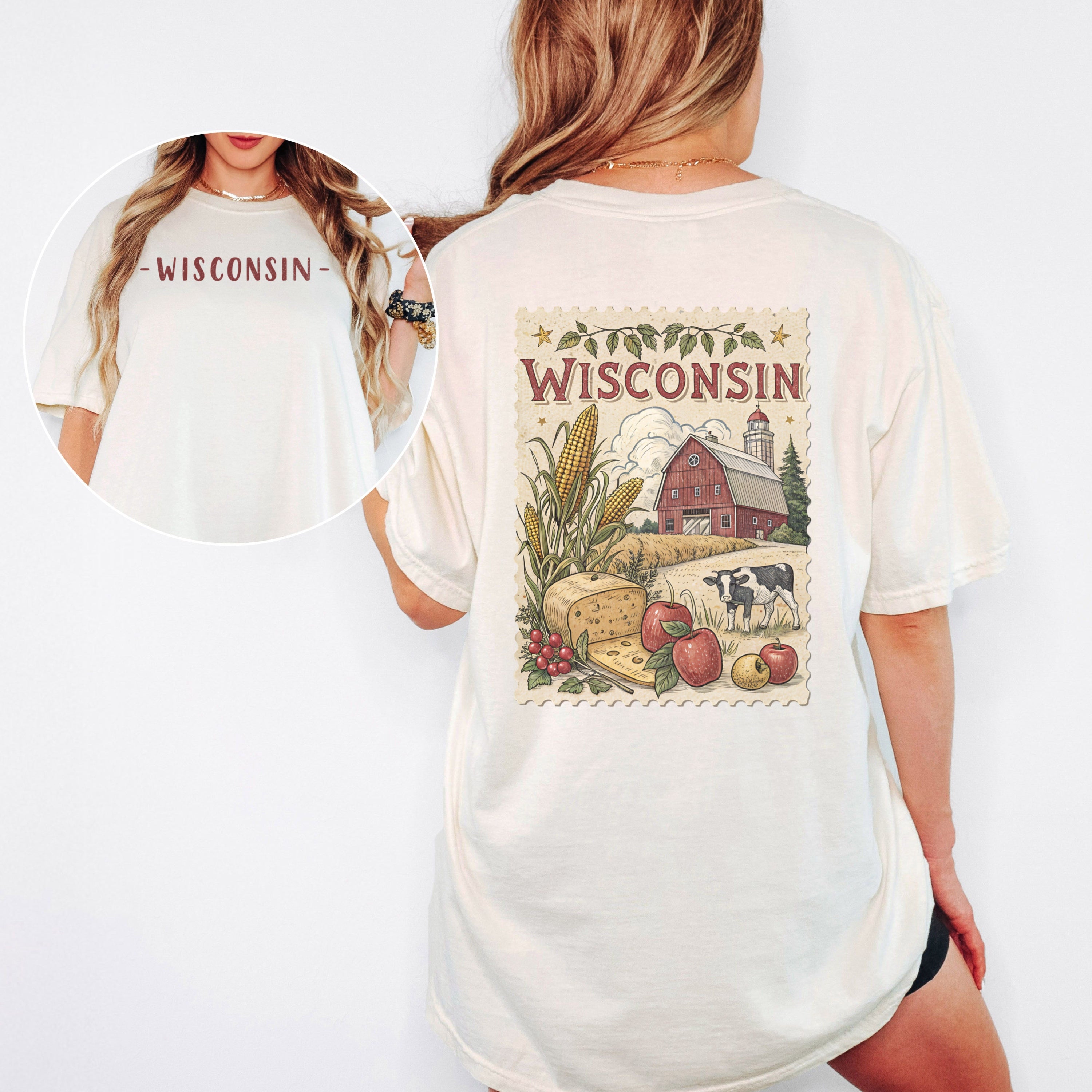 Vintage Wisconsin Comfort Colors Retro Travel Stamp Souvenir T-Shirt